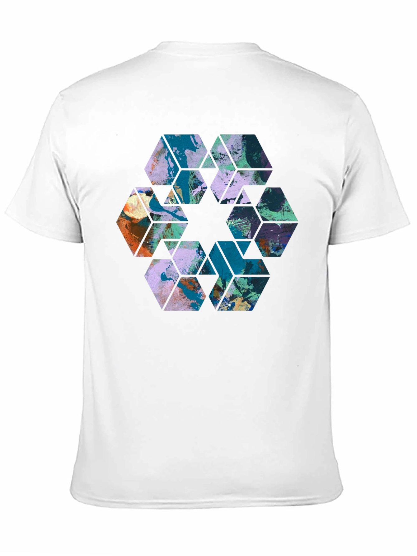 Abstract Hexagon Graphic Print Black Tee