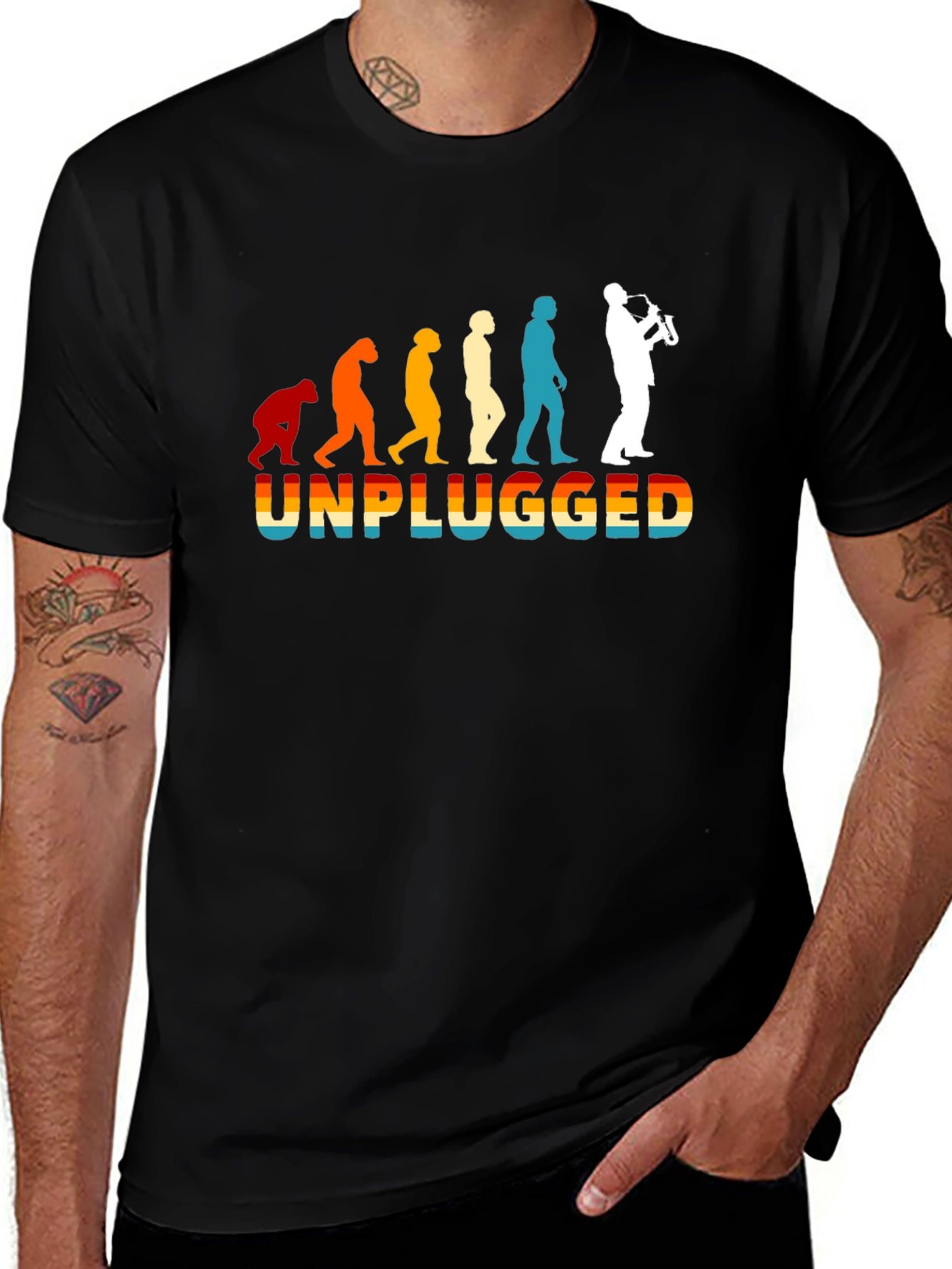 Unplugged Sax Player Evolution T-Shirt