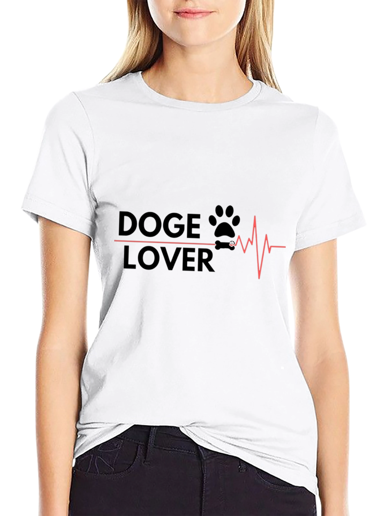 Doge Lover T-Shirt - Dog Paw Heartbeat Design