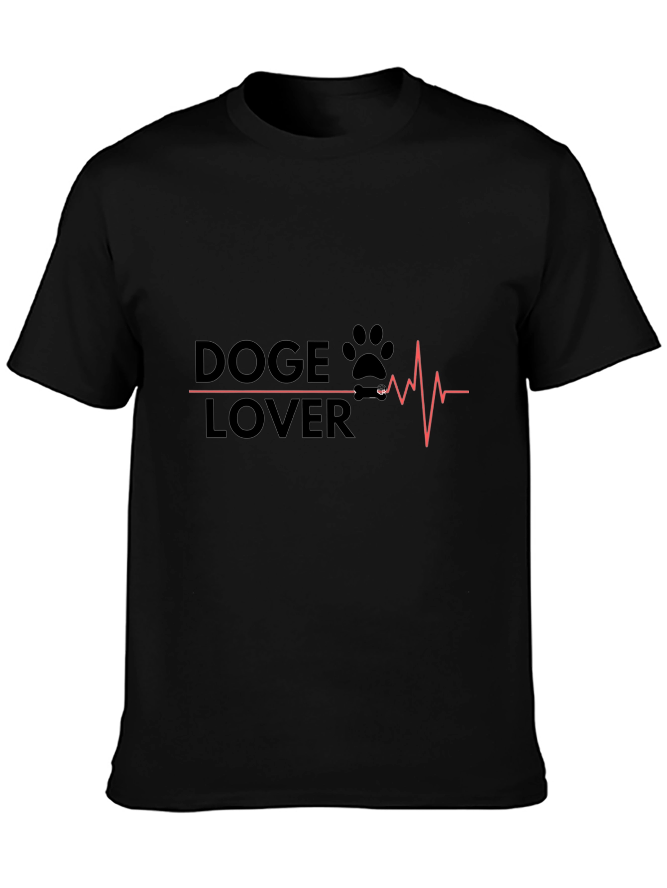 Doge Lover T-Shirt - Dog Paw Heartbeat Design