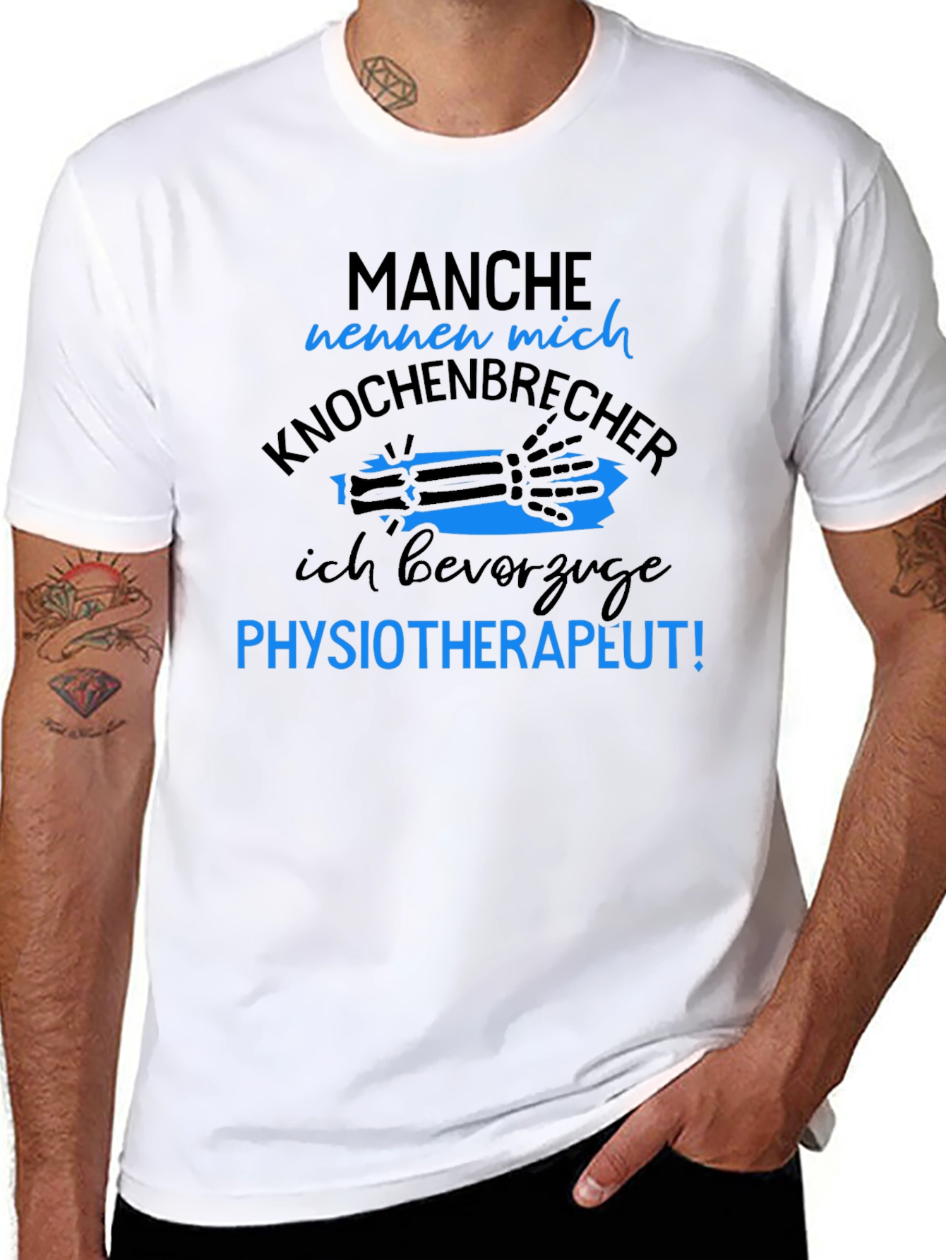 Funny Physiotherapist T-Shirt - Knochenbrecher Design