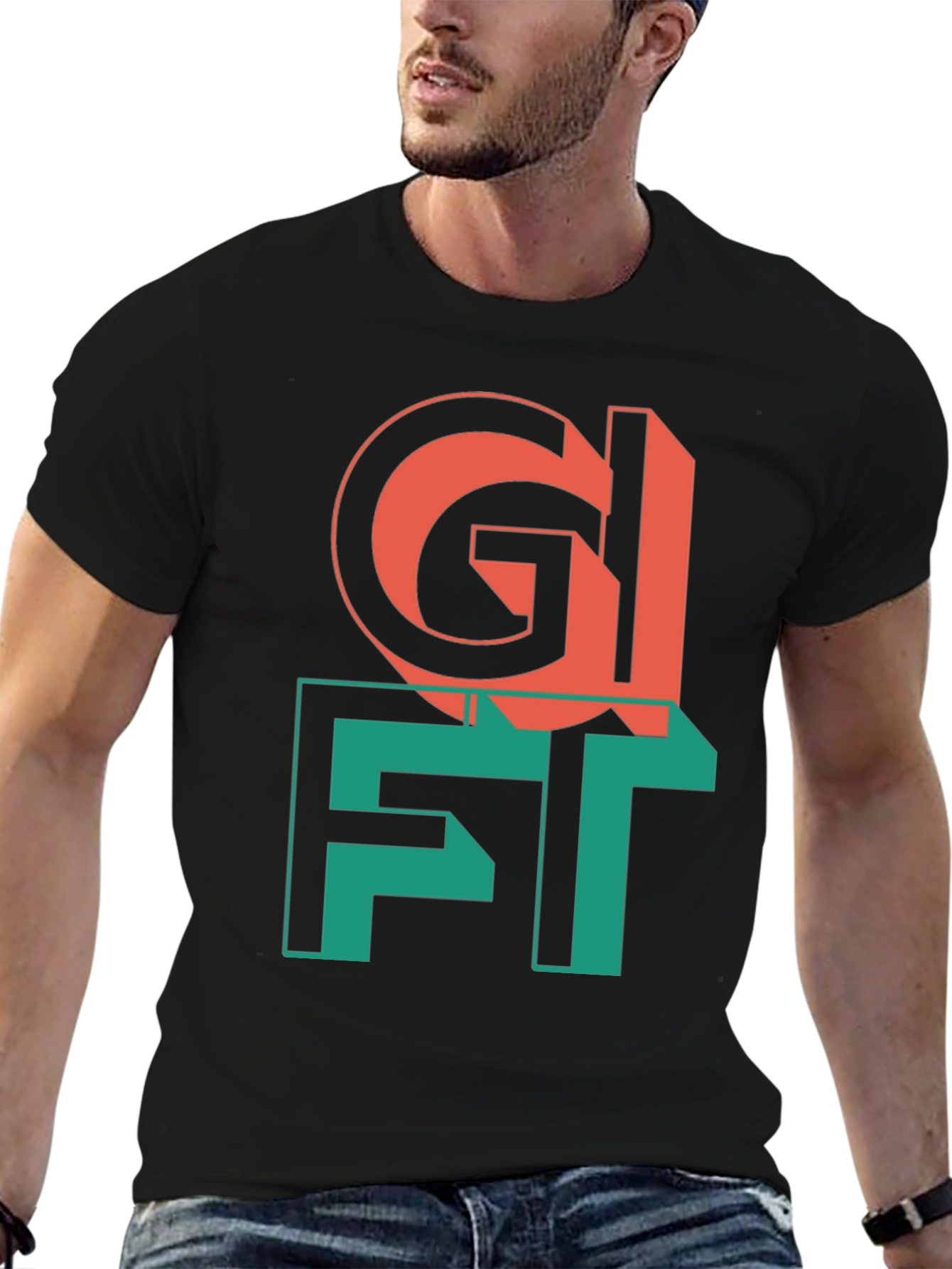 Gift Tee - Unique Graphic Print Black T-Shirt