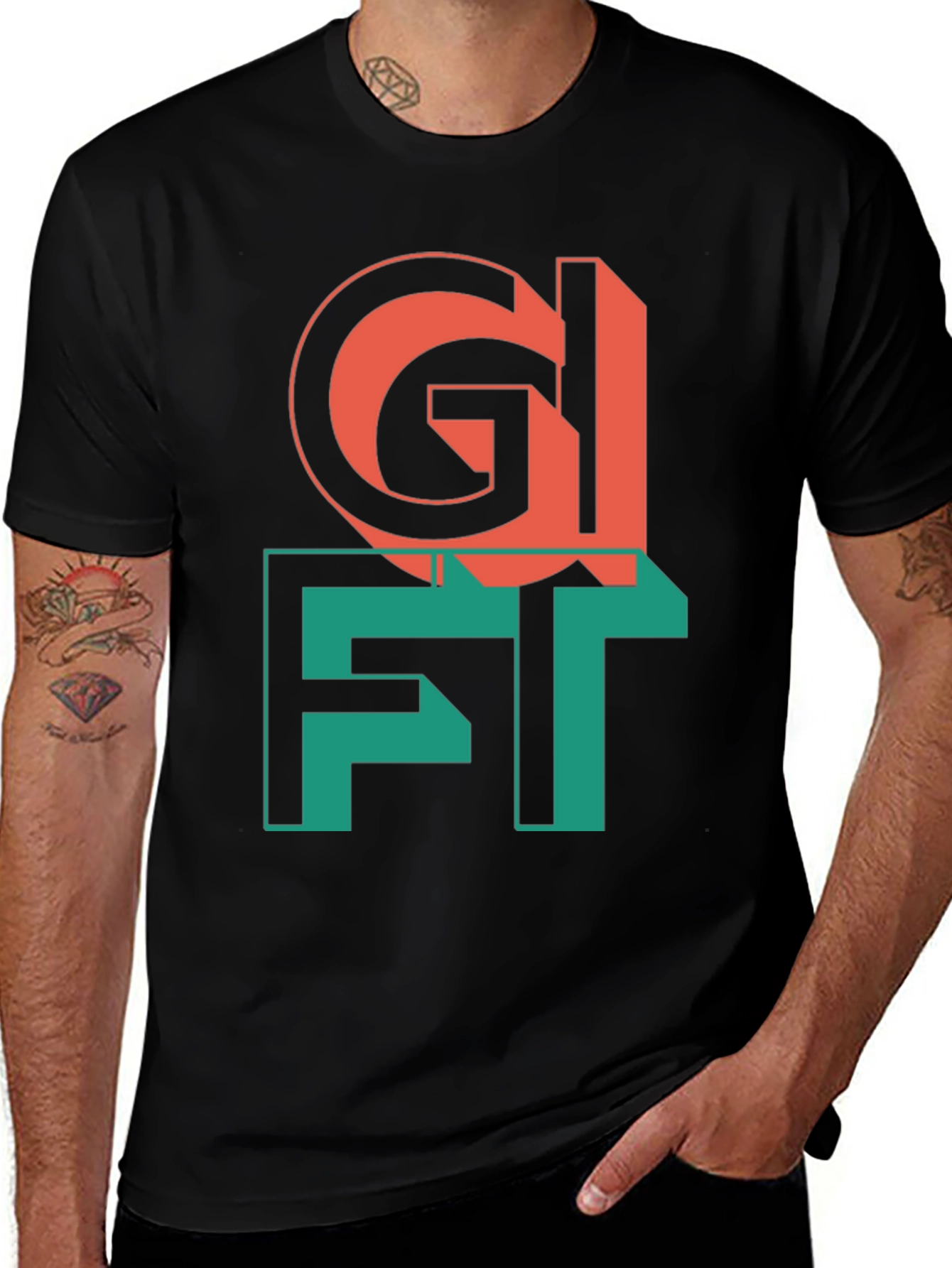 Gift Tee - Unique Graphic Print Black T-Shirt