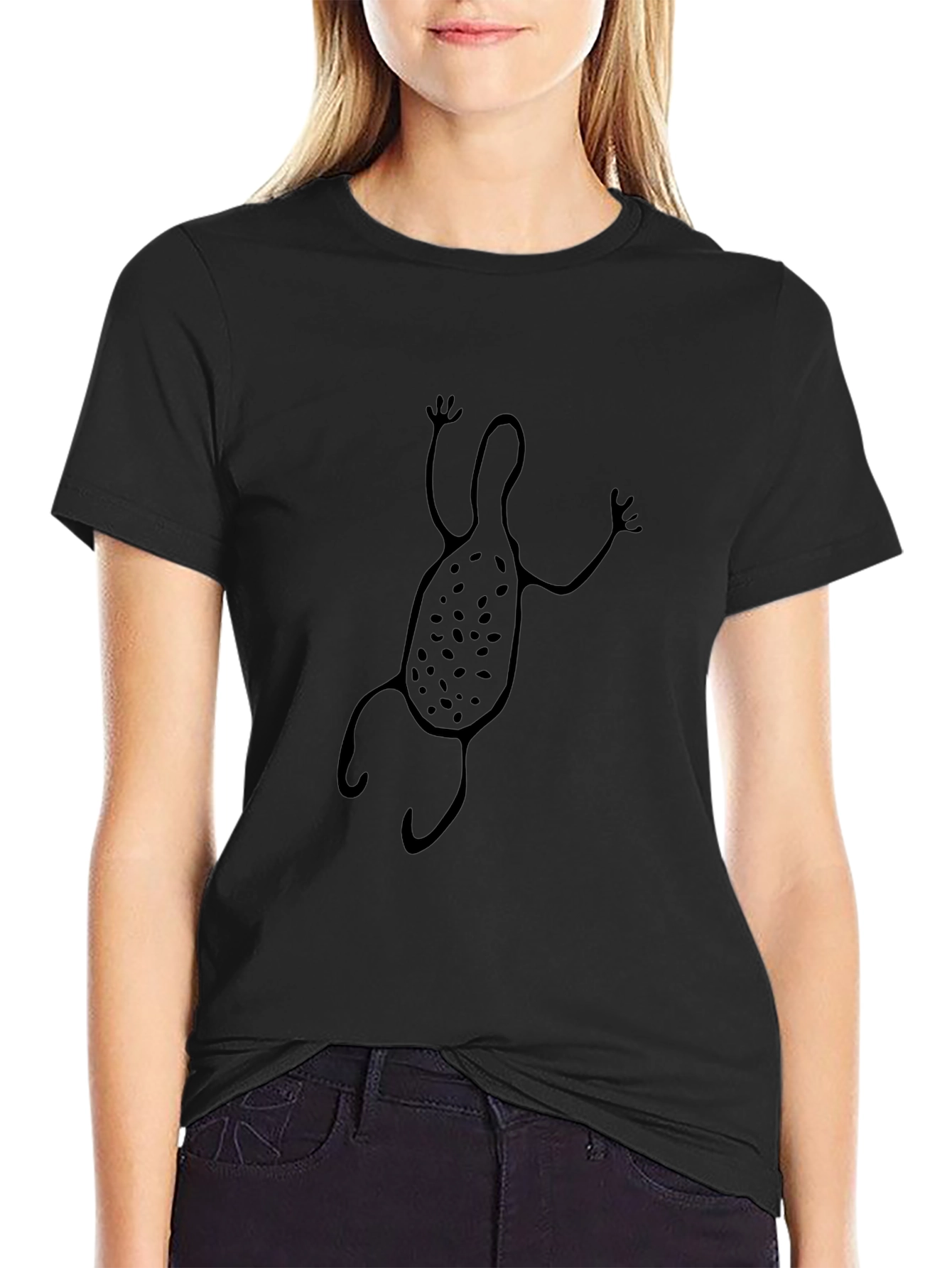 Abstract Petroglyph Graphic Black T-Shirt