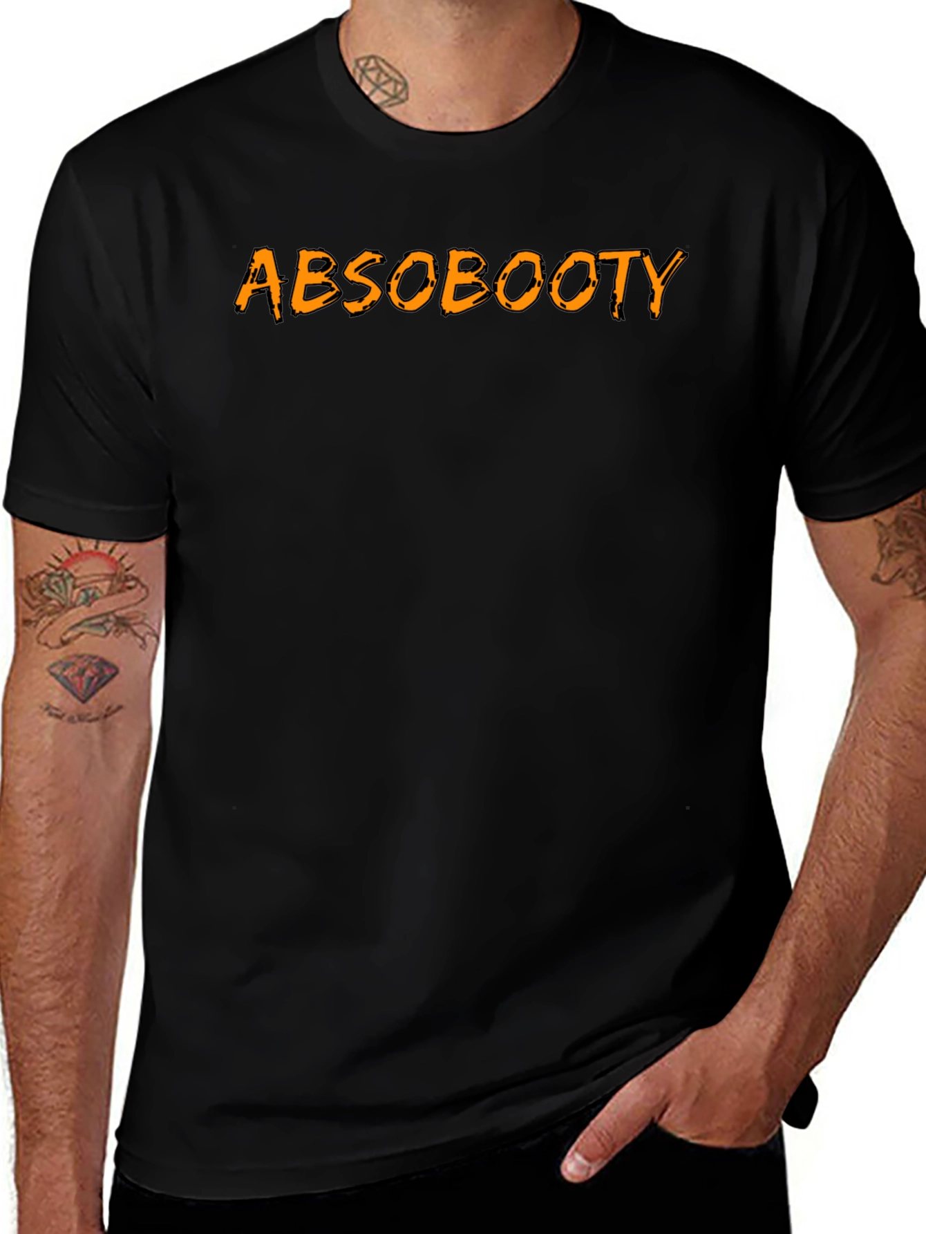 Absobooty Mens Black Graphic T-Shirt