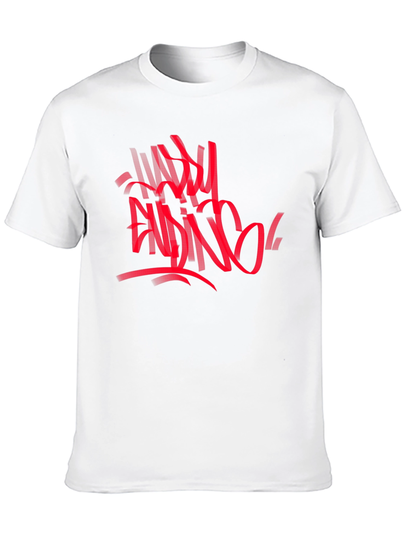 Edgy Graphic Tee: Red Abstract Graffiti Print on Black