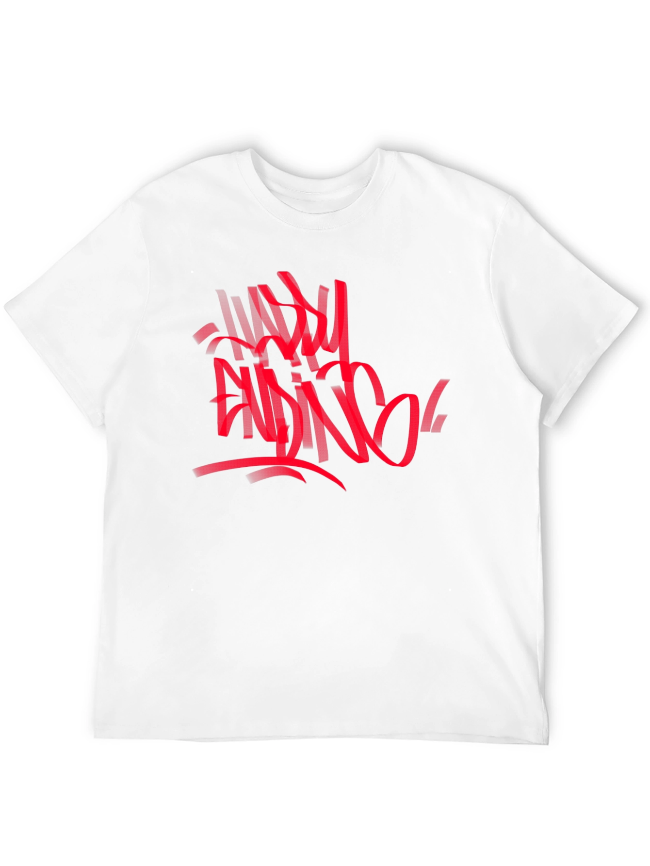 Edgy Graphic Tee: Red Abstract Graffiti Print on Black