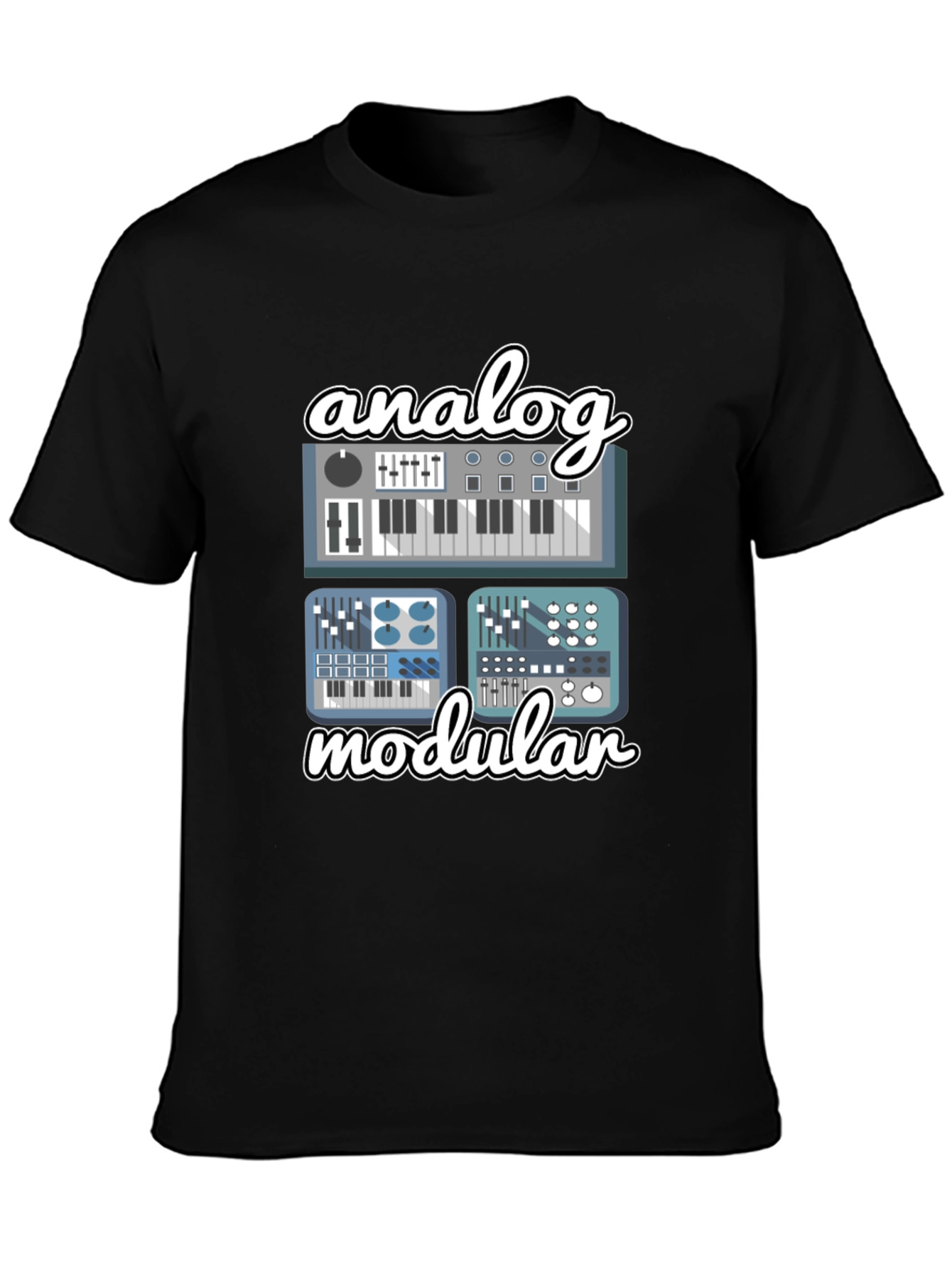 Analog Modular Synth Black T-Shirt - Musician Tee