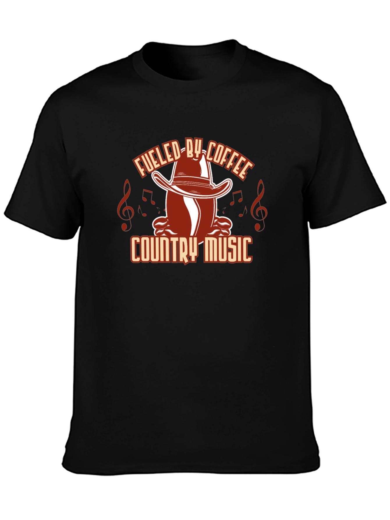 Fueled by Coffee Country Music Black Graphic Tee