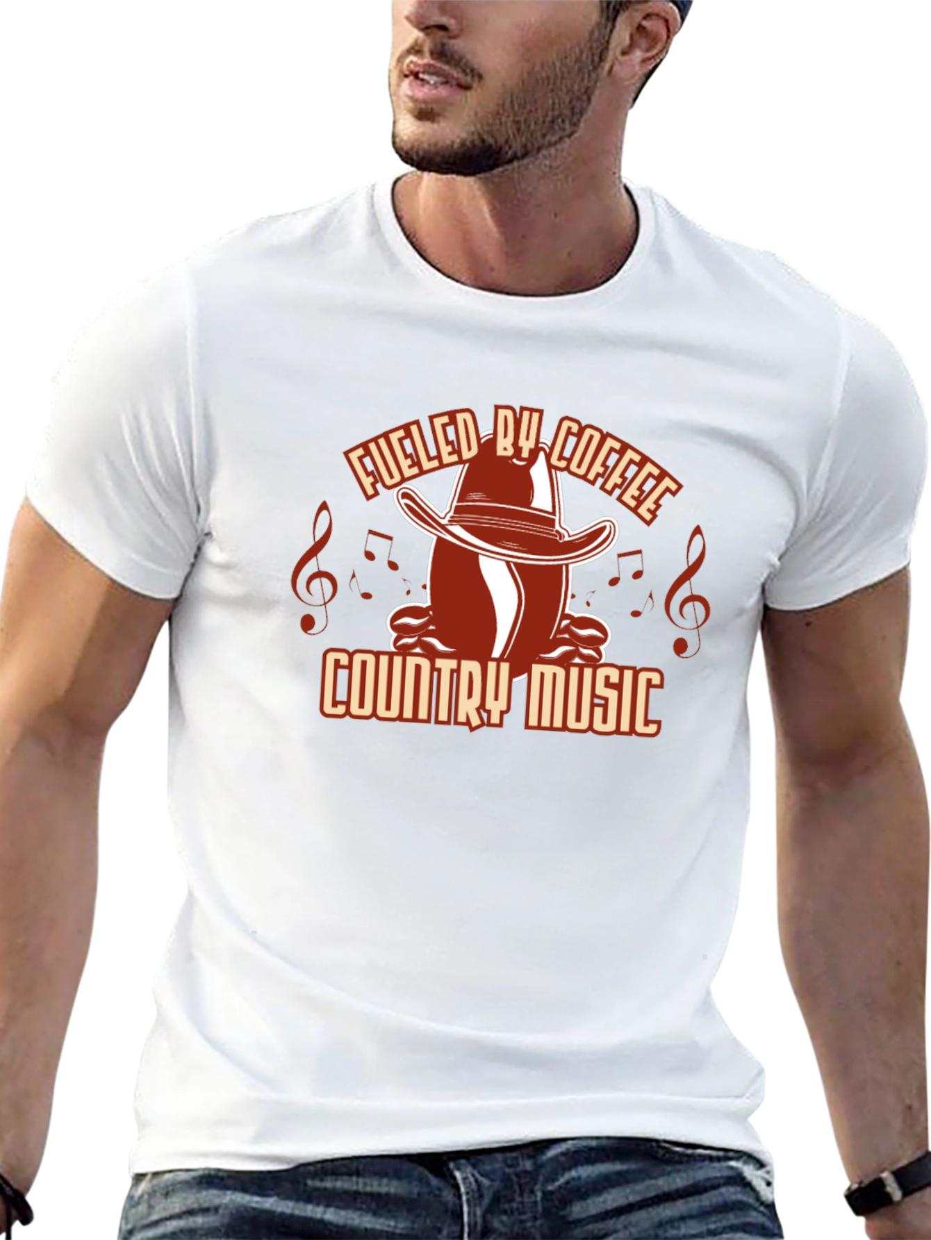Fueled by Coffee Country Music Black Graphic Tee