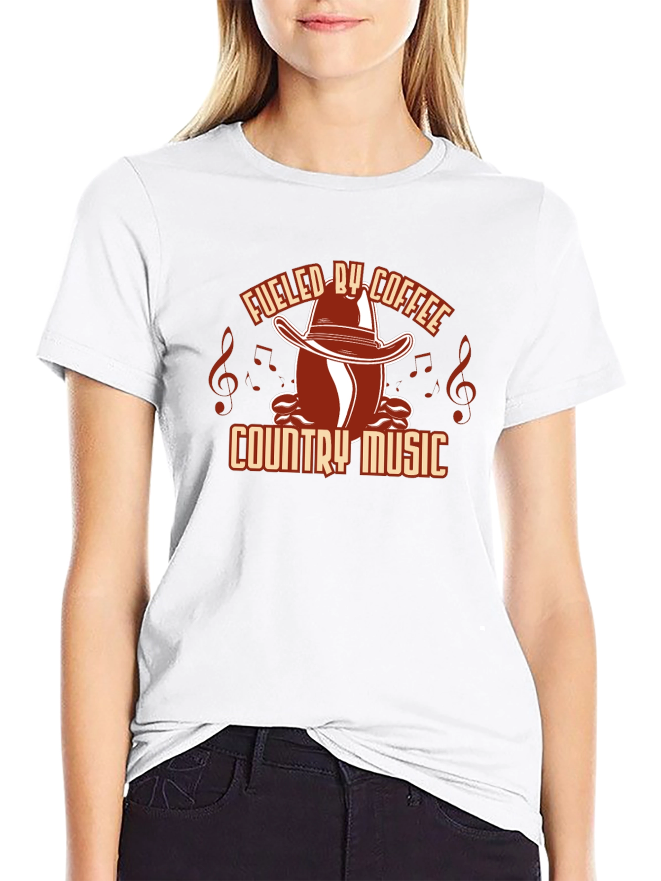 Fueled by Coffee Country Music Black Graphic Tee