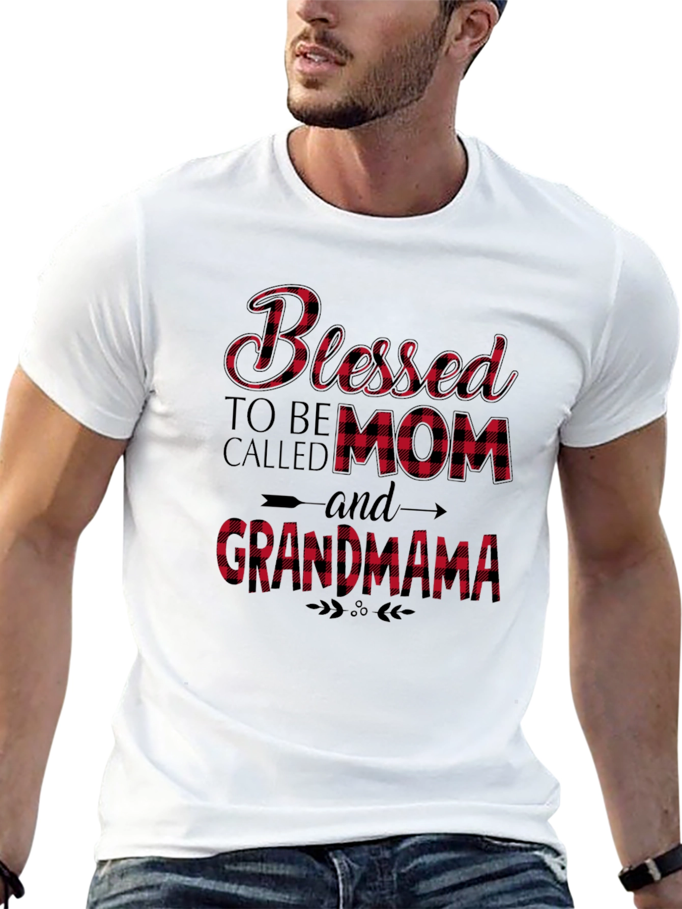 Blessed Mom & Grandma Plaid Graphic Tee