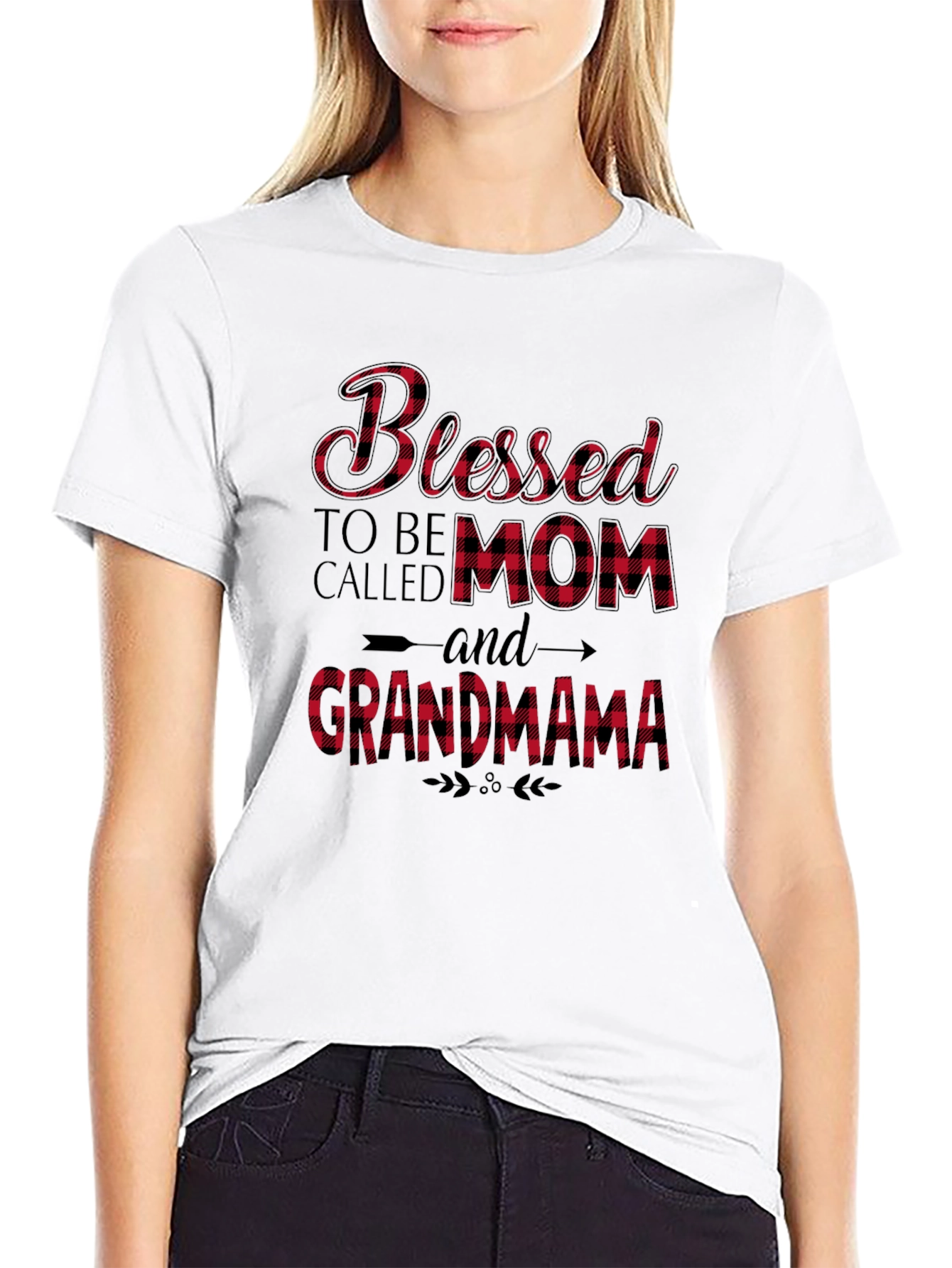 Blessed Mom & Grandma Plaid Graphic Tee
