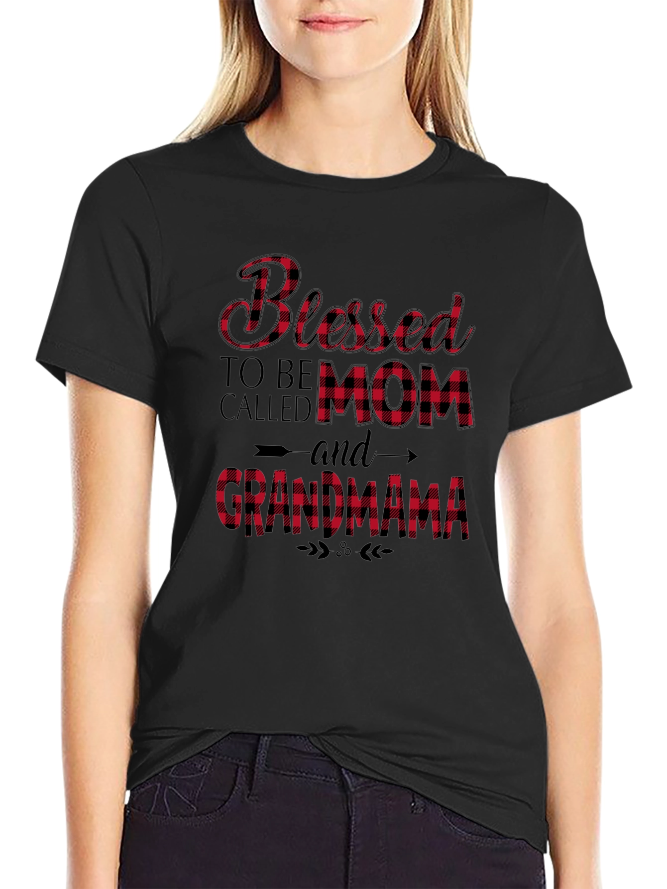 Blessed Mom & Grandma Plaid Graphic Tee