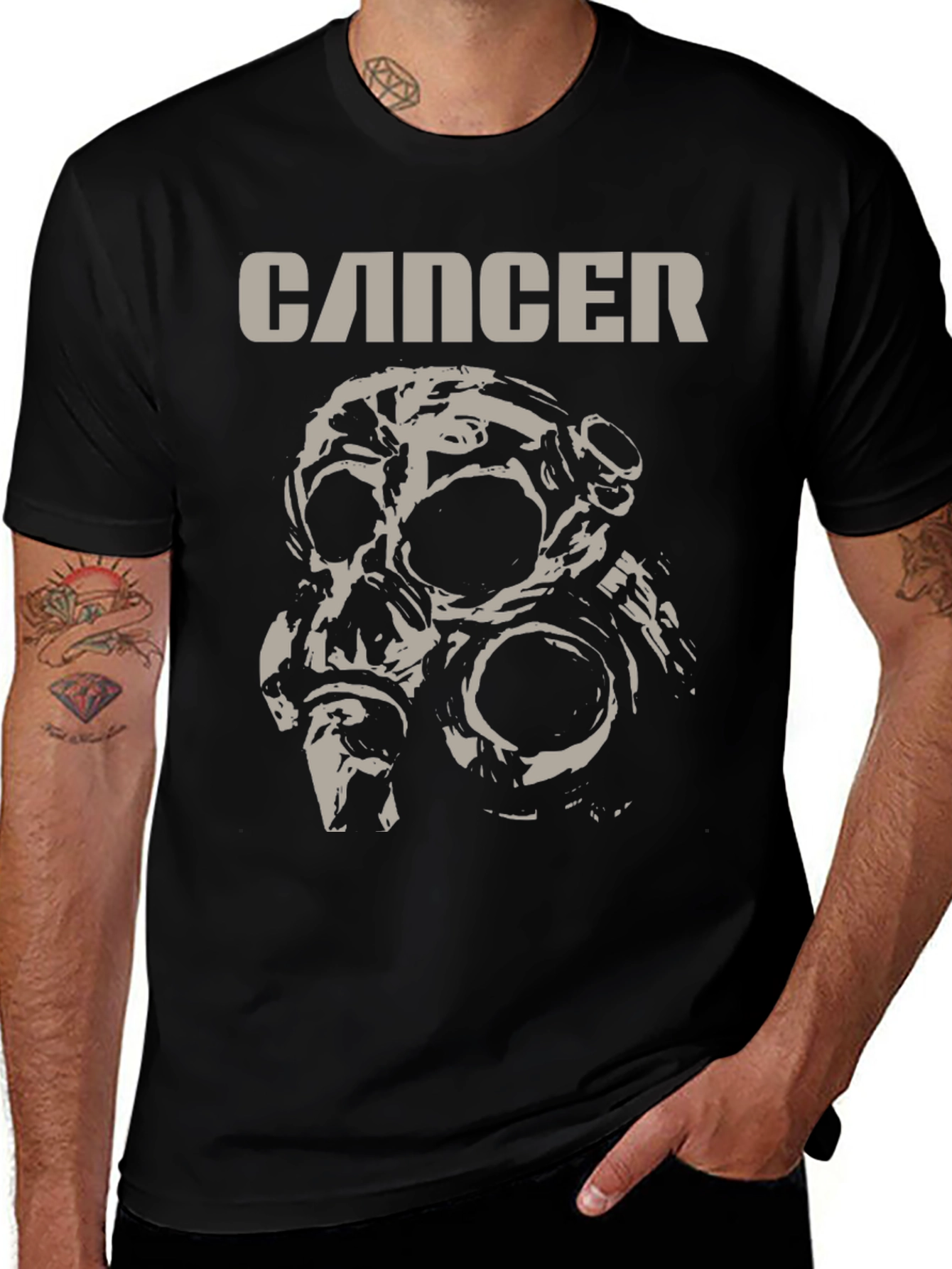 Cancer Band Tee - Skull Gas Mask T-Shirt