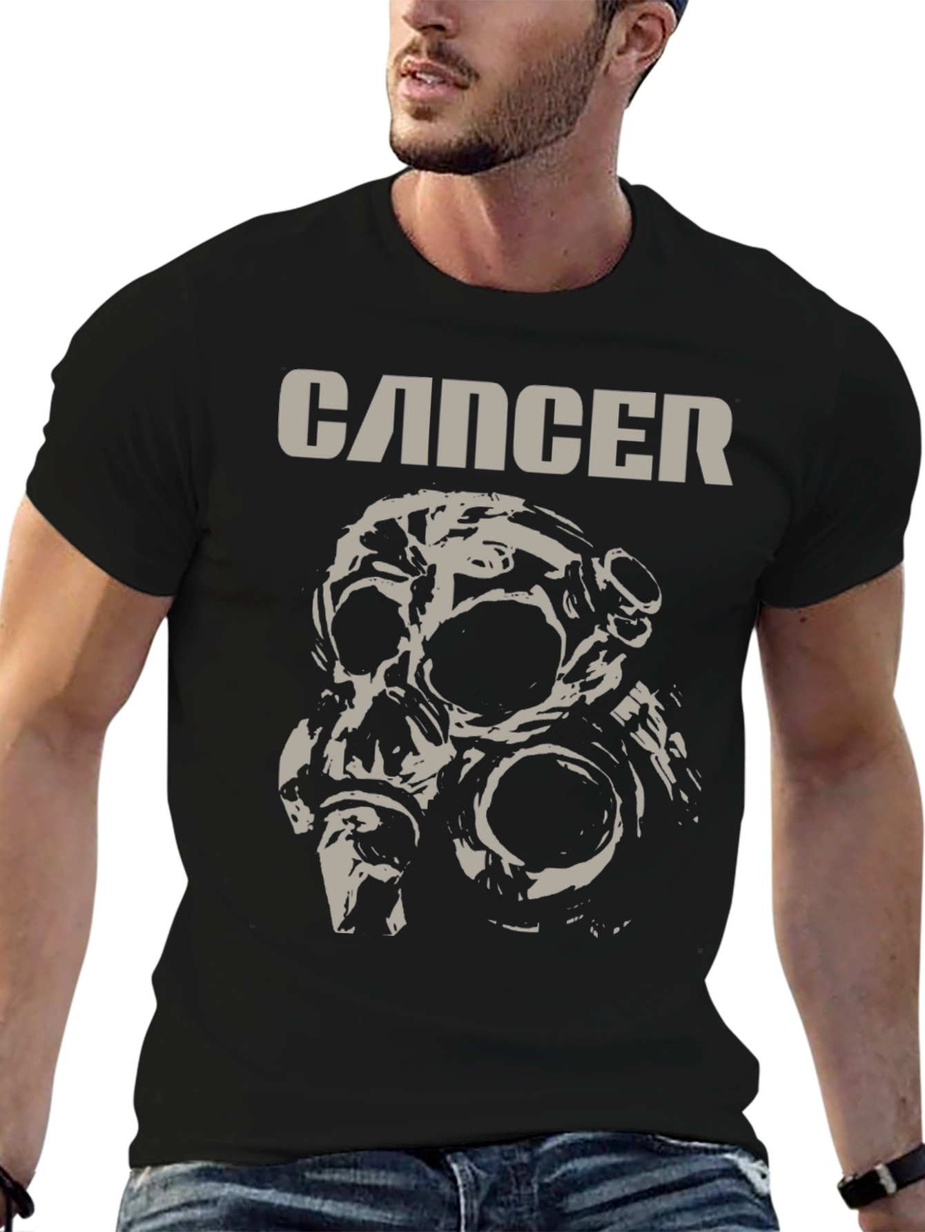 Cancer Band Tee - Skull Gas Mask T-Shirt
