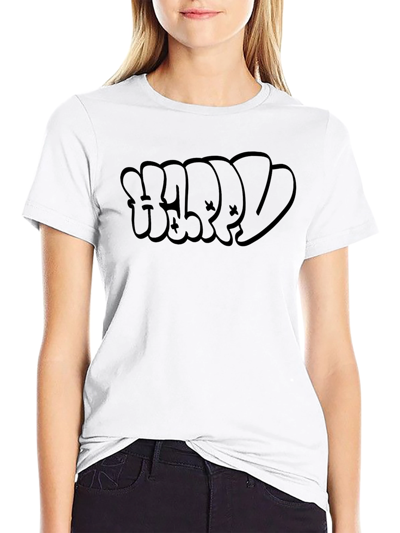 Urban Graffiti Style Black T-Shirt