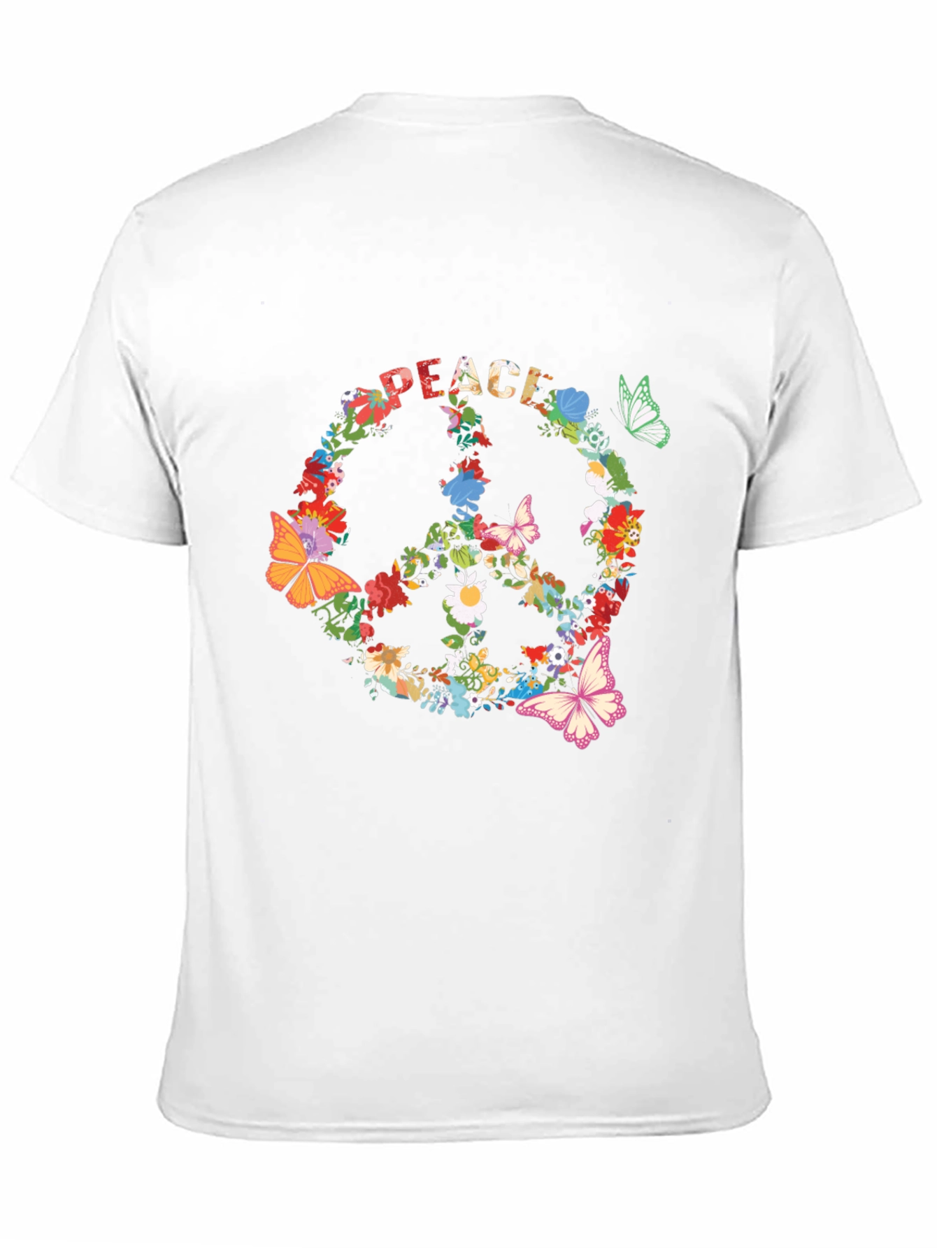 Floral Peace Sign T-Shirt - Retro Hippie Style