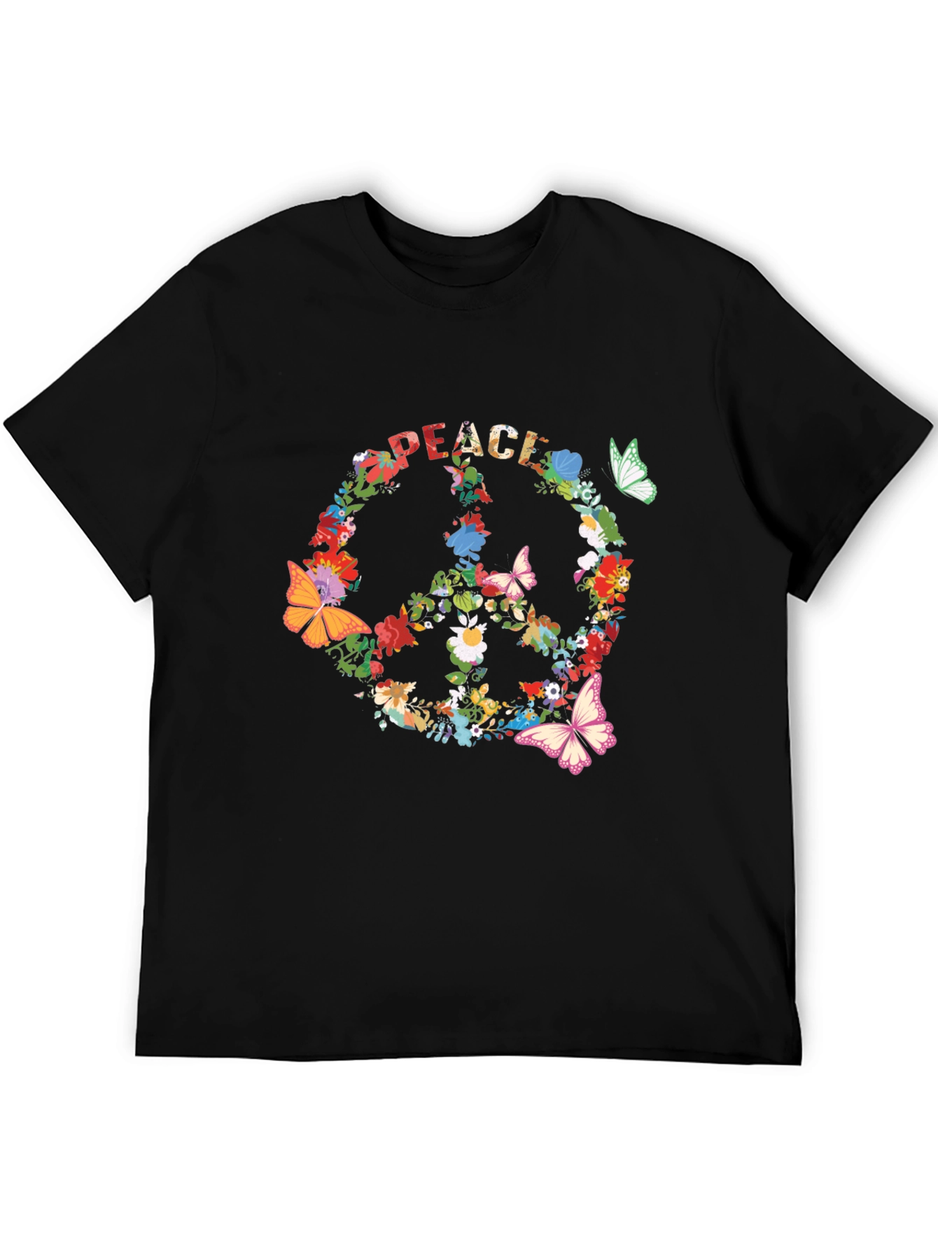 Floral Peace Sign T-Shirt - Retro Hippie Style