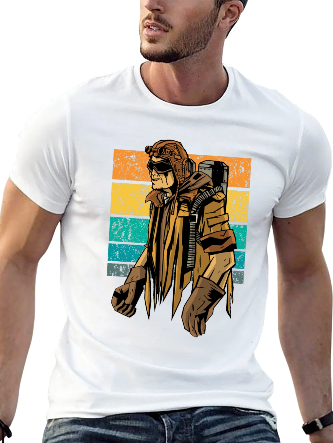 Retro Steampunk Adventurer Graphic Tee - Black