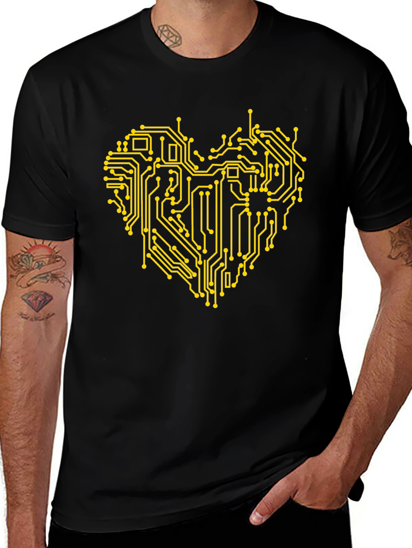 Tech Heart T-Shirt - Black Graphic Tee