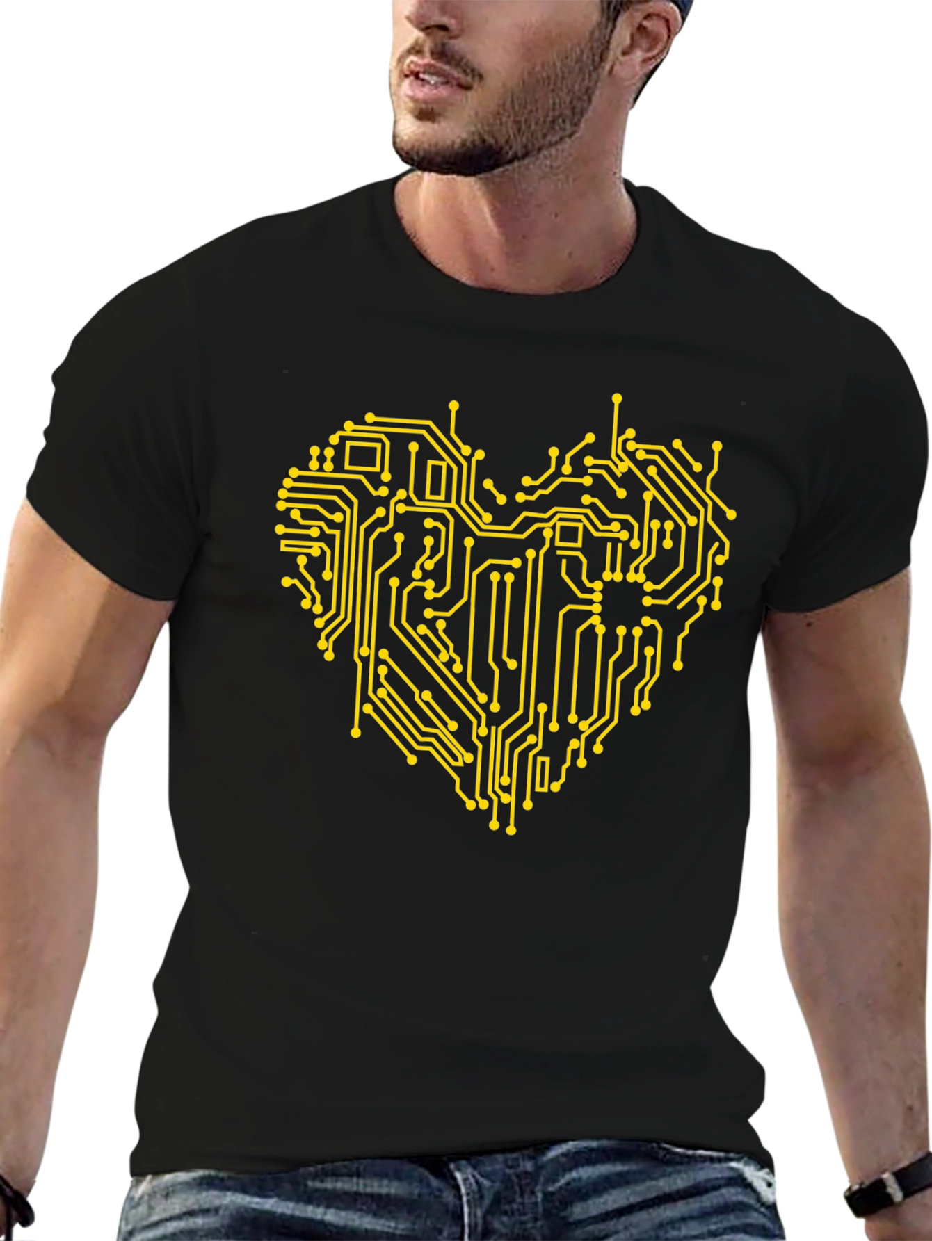 Tech Heart T-Shirt - Black Graphic Tee