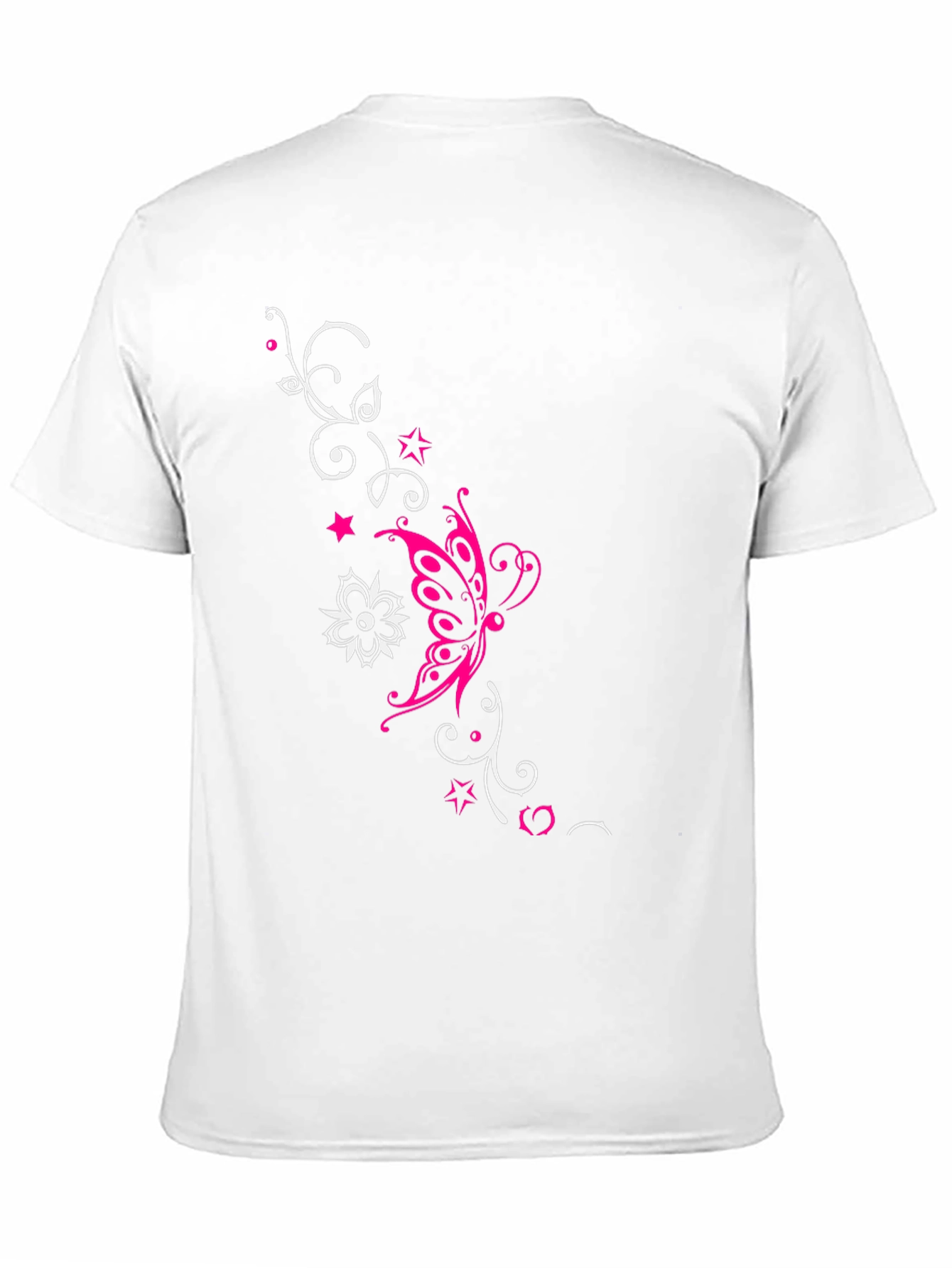 Stylish Black Tee with Butterfly Floral Design