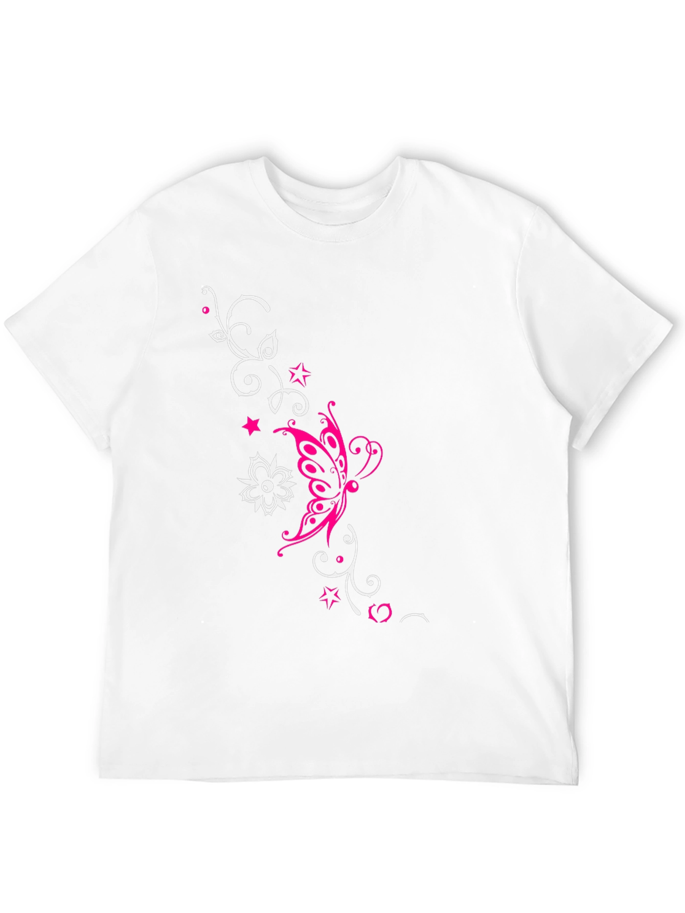 Stylish Black Tee with Butterfly Floral Design