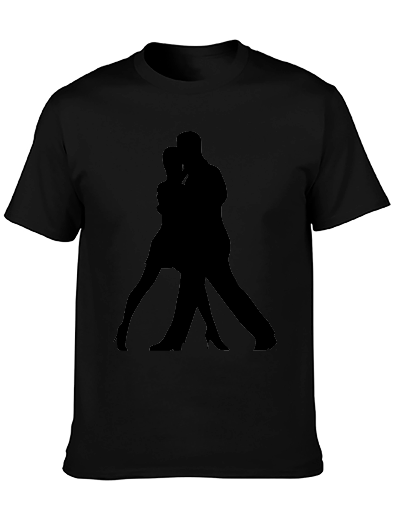 Dancing Silhouette Graphic Tee - Black Cotton Casual Shirt