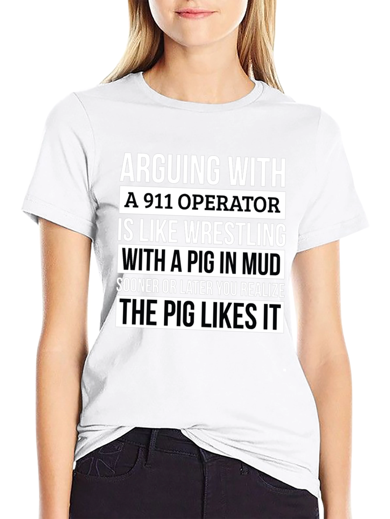 911 Operator Pig Mud Wrestling T-Shirt