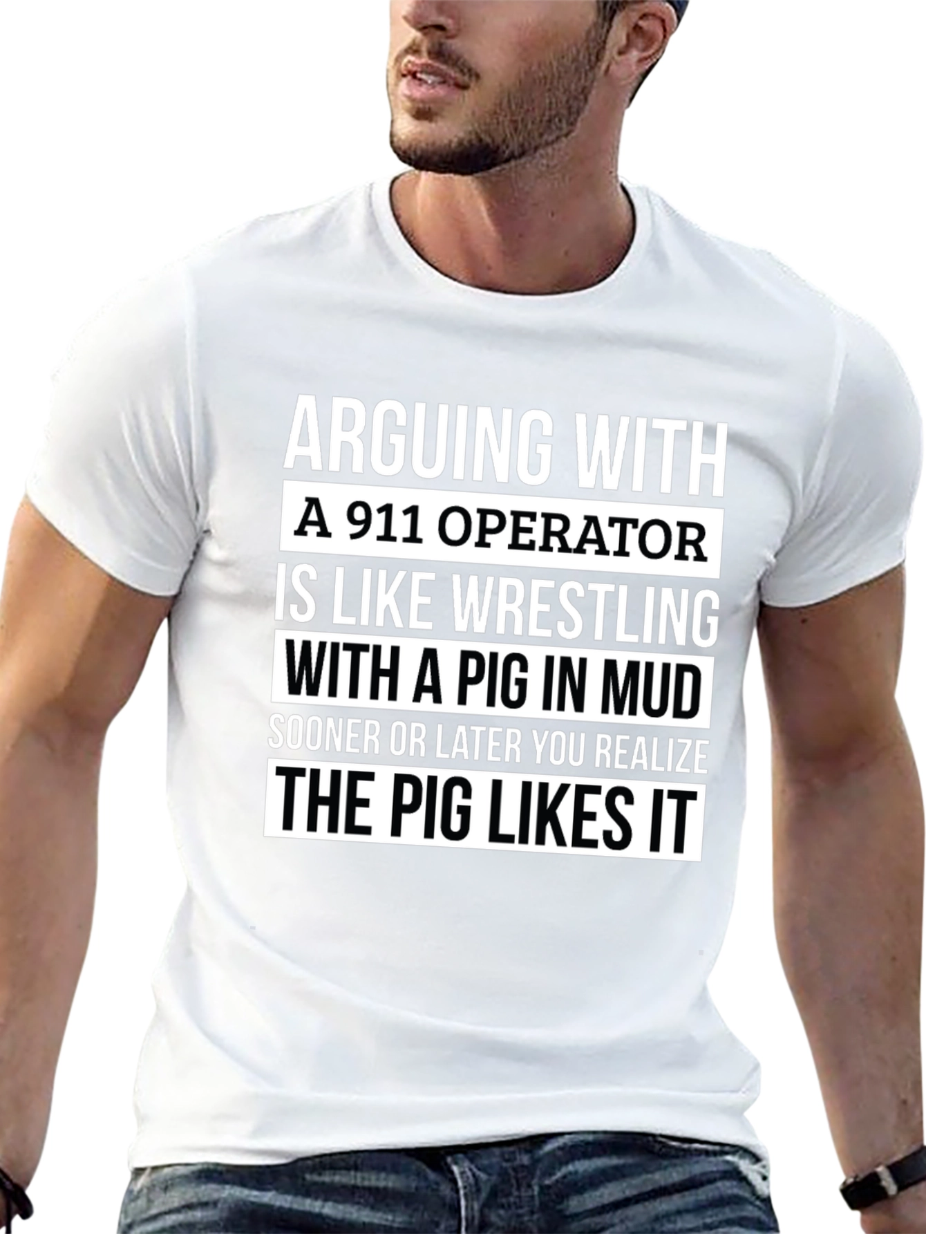 911 Operator Pig Mud Wrestling T-Shirt