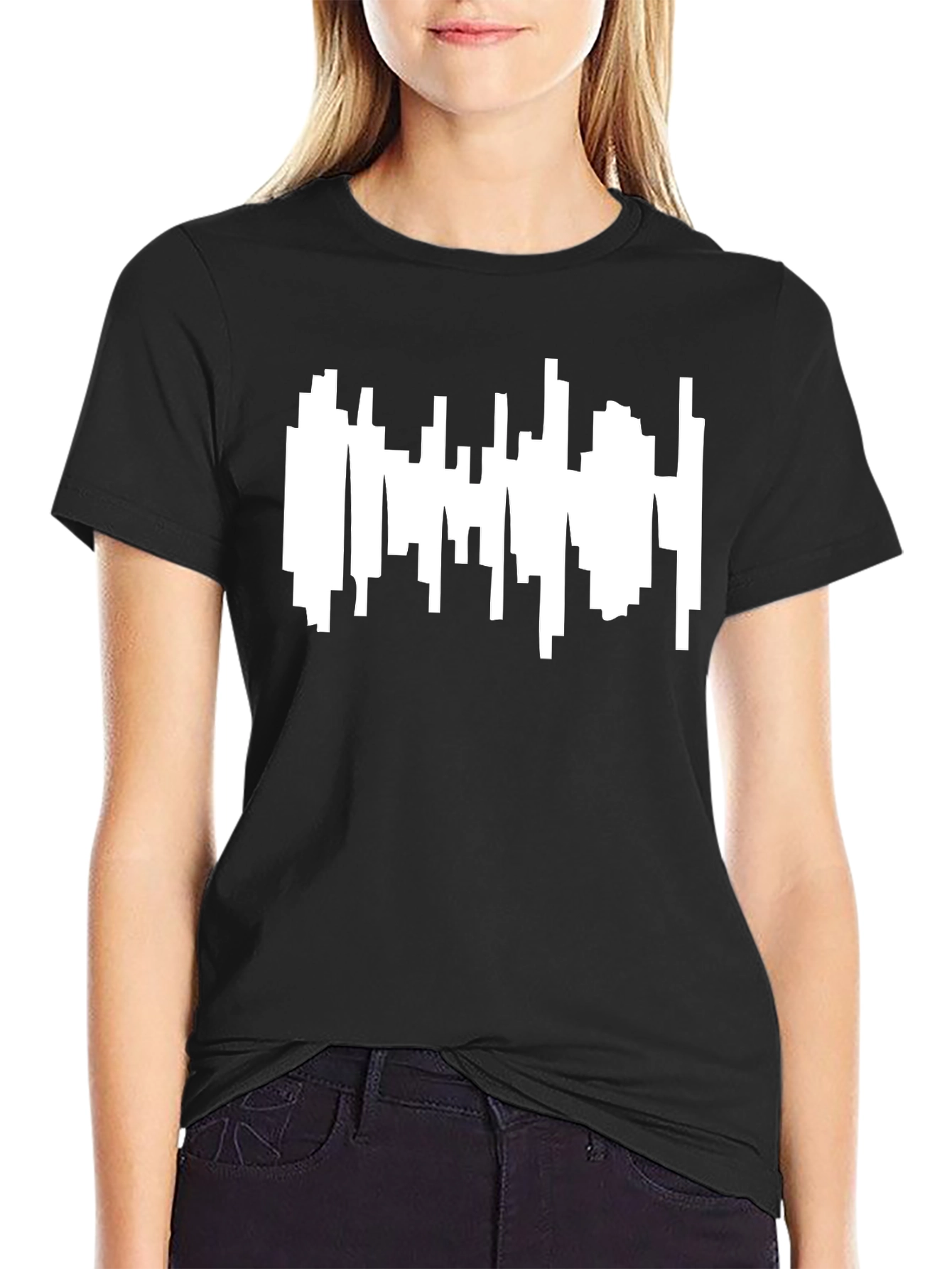 Abstract Cityscape Graphic Tee - Modern Black T-Shirt