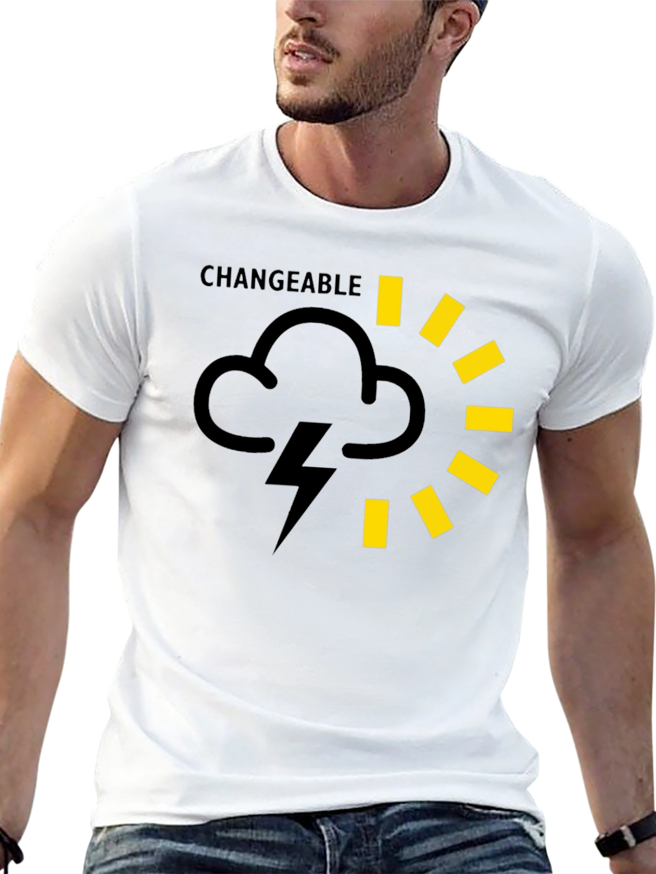 Changeable Weather Graphic Tee - Black Cotton T-Shirt