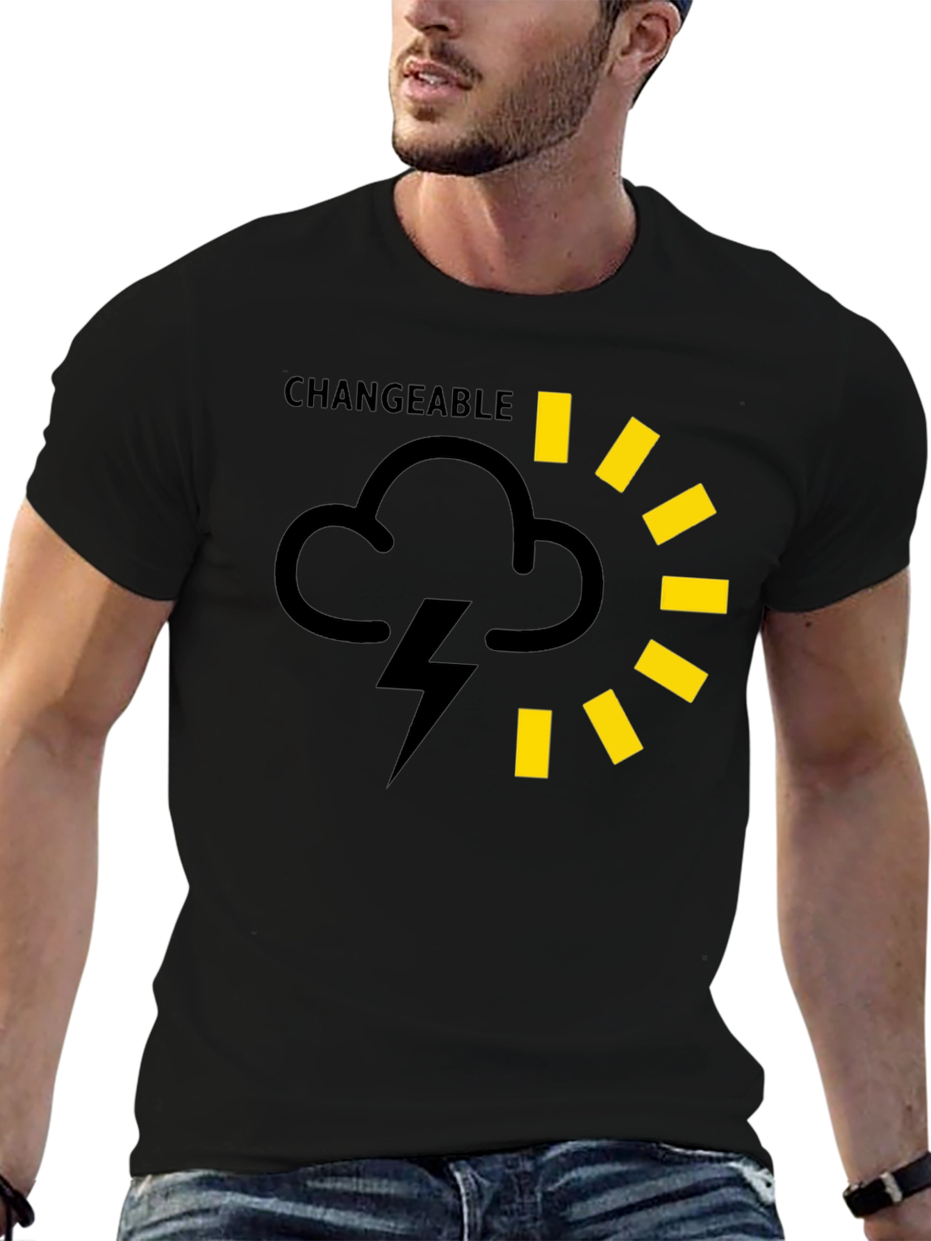 Changeable Weather Graphic Tee - Black Cotton T-Shirt