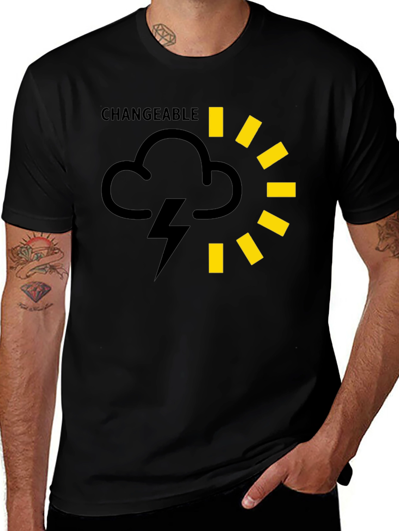 Changeable Weather Graphic Tee - Black Cotton T-Shirt