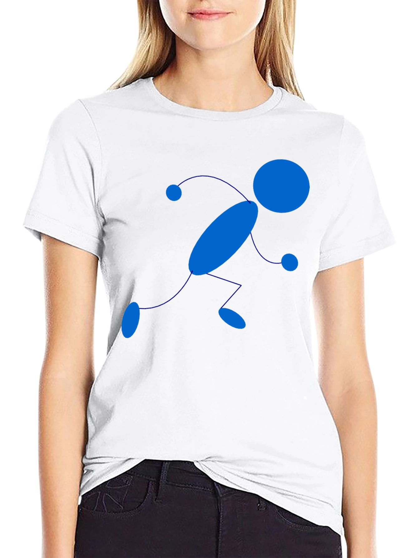 Stick Figure Runner Graphic Tee - Black Cotton T-Shirt
