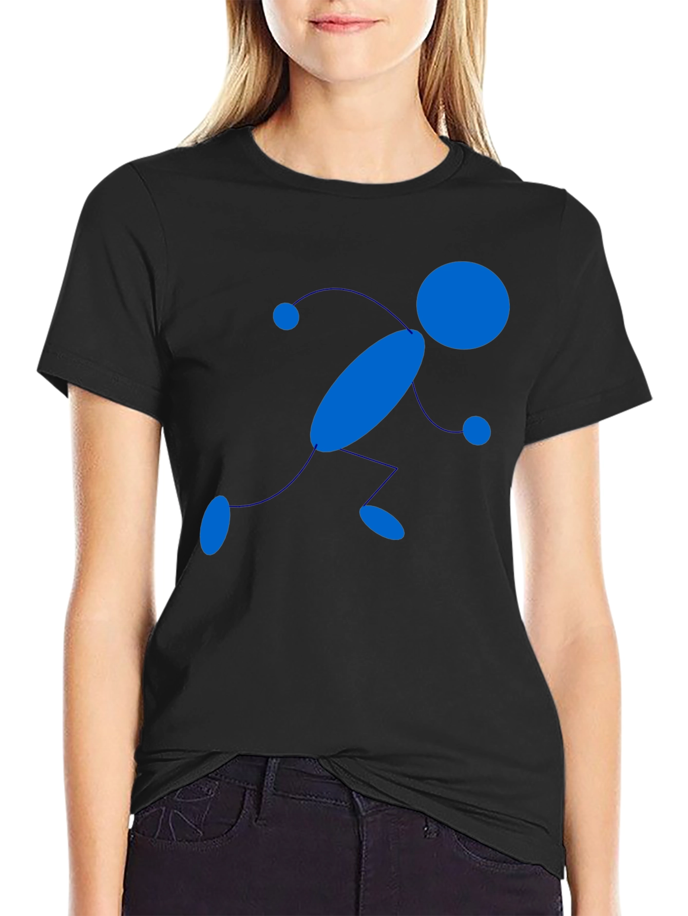 Stick Figure Runner Graphic Tee - Black Cotton T-Shirt