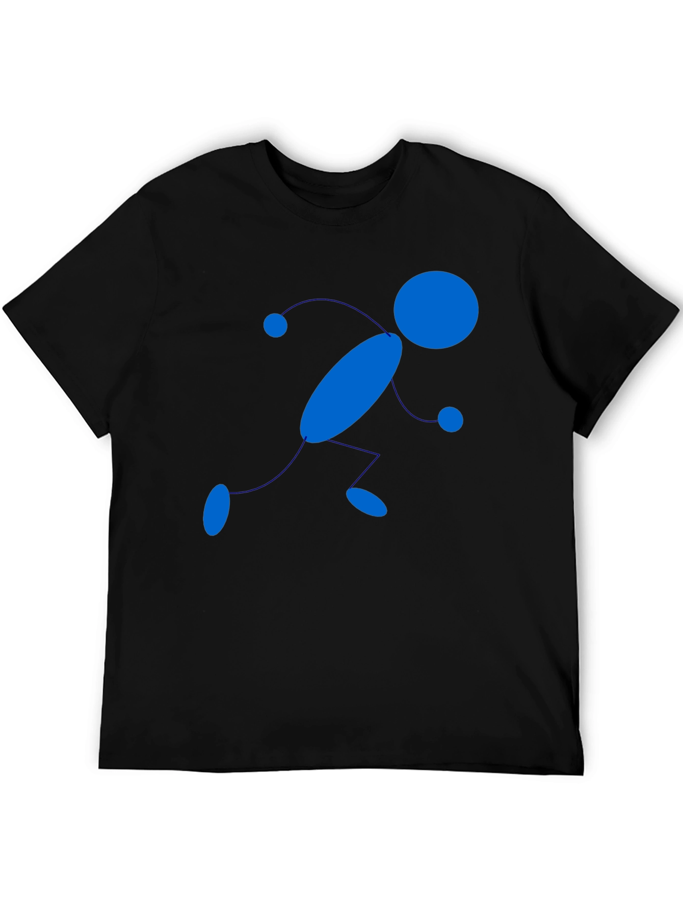 Stick Figure Runner Graphic Tee - Black Cotton T-Shirt