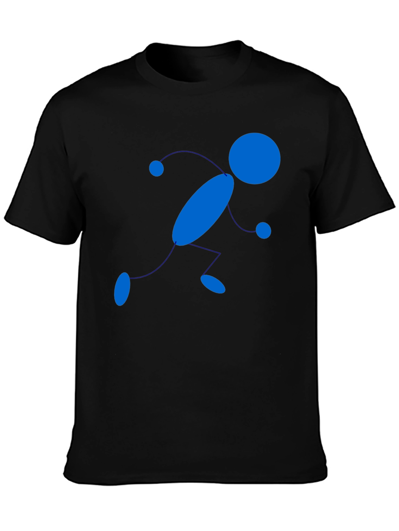 Stick Figure Runner Graphic Tee - Black Cotton T-Shirt
