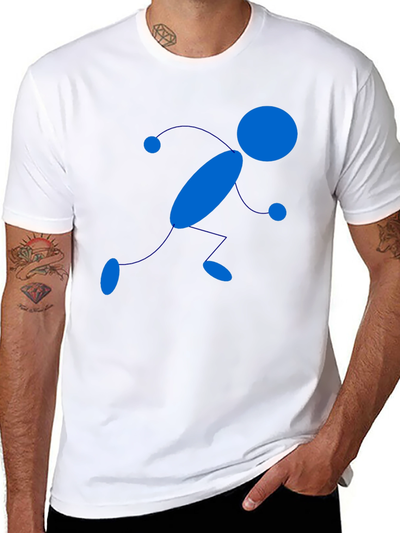 Stick Figure Runner Graphic Tee - Black Cotton T-Shirt