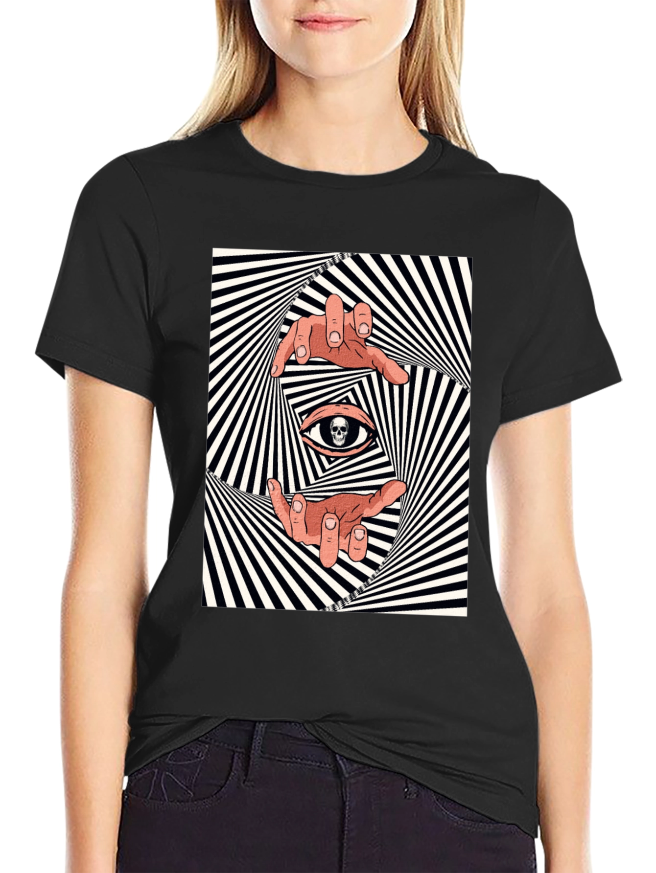 Hypnotic Eye Graphic Print Black T-Shirt