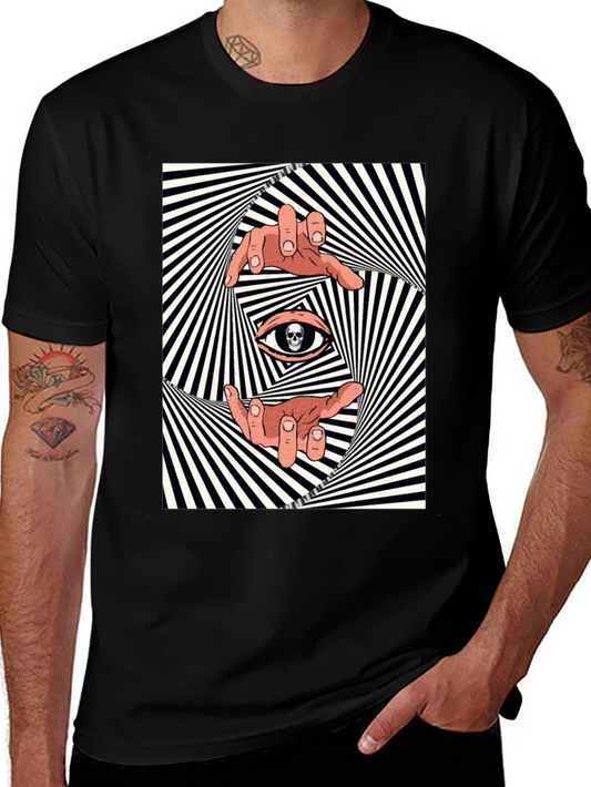 Hypnotic Eye Graphic Print Black T-Shirt