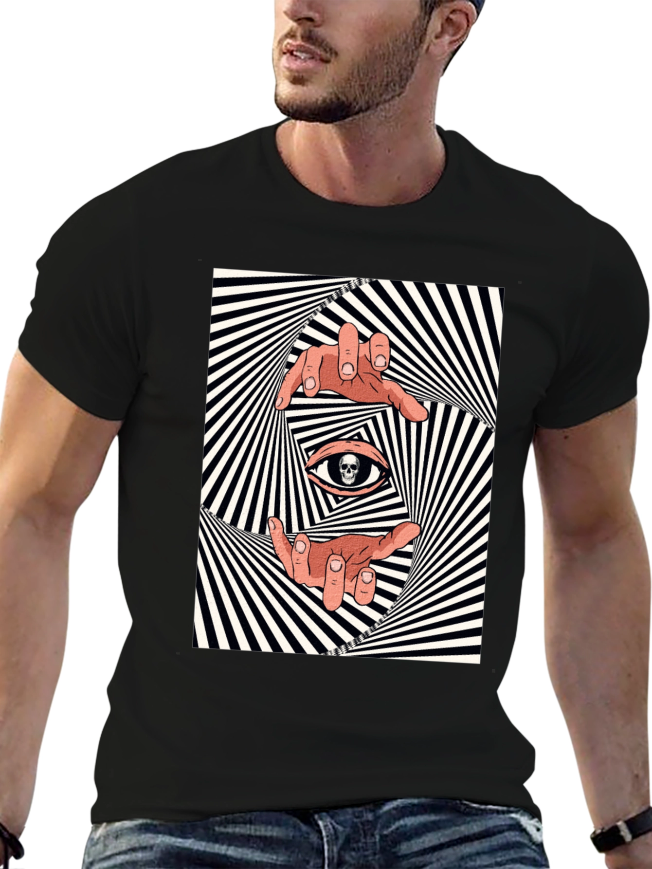 Hypnotic Eye Graphic Print Black T-Shirt