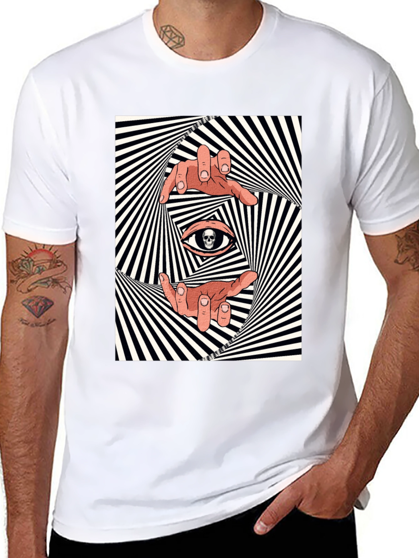 Hypnotic Eye Graphic Print Black T-Shirt