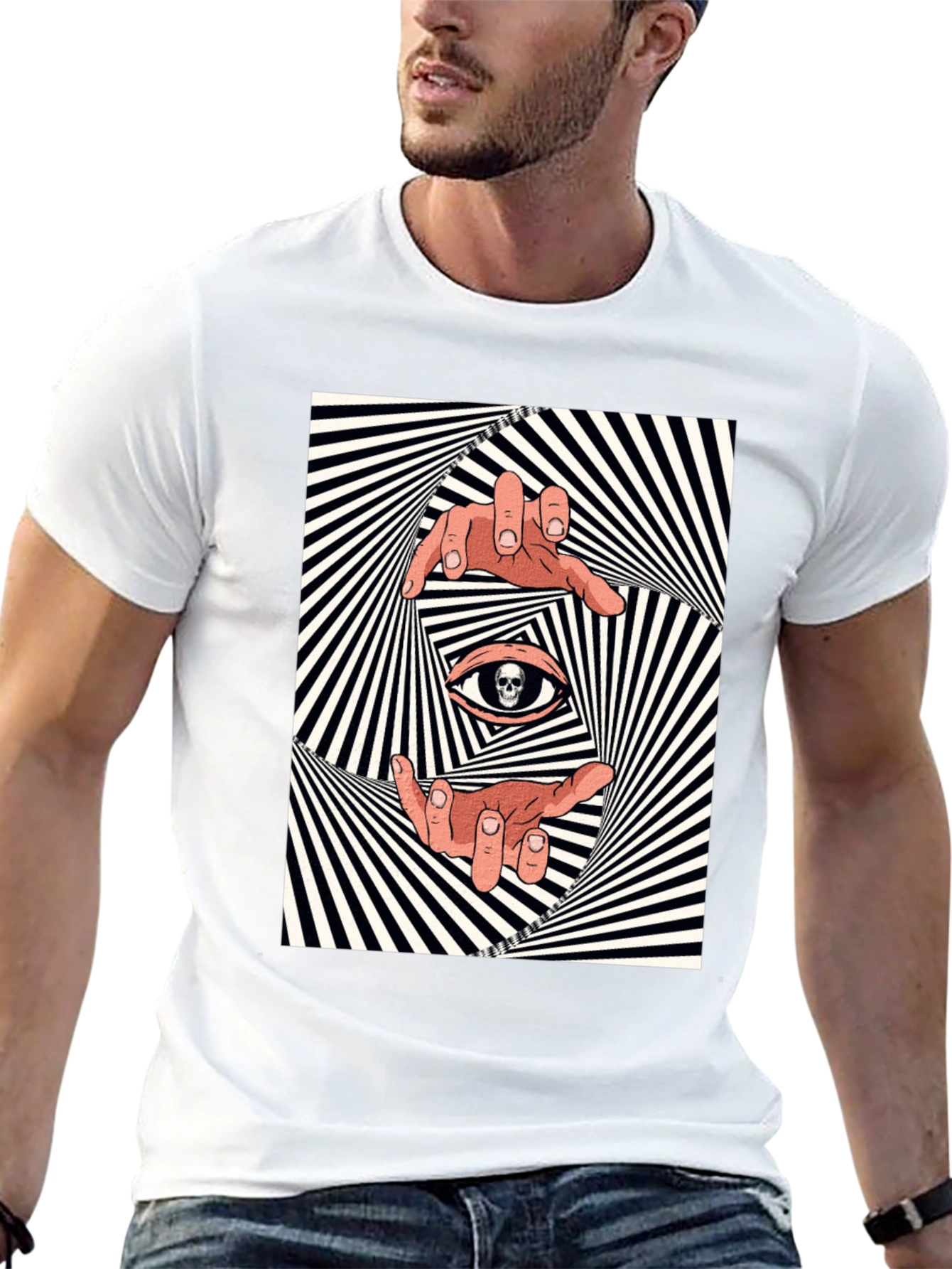 Hypnotic Eye Graphic Print Black T-Shirt
