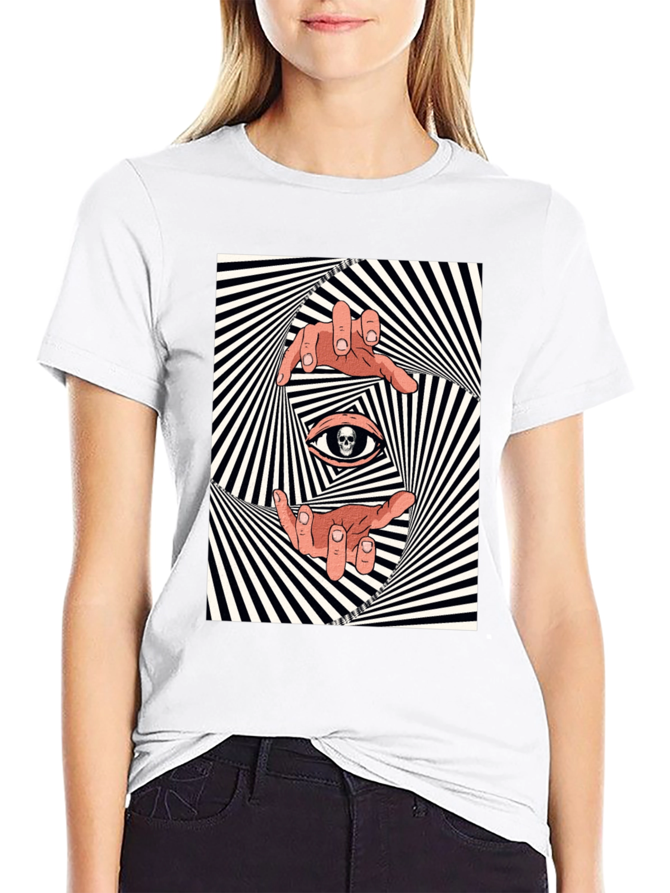 Hypnotic Eye Graphic Print Black T-Shirt