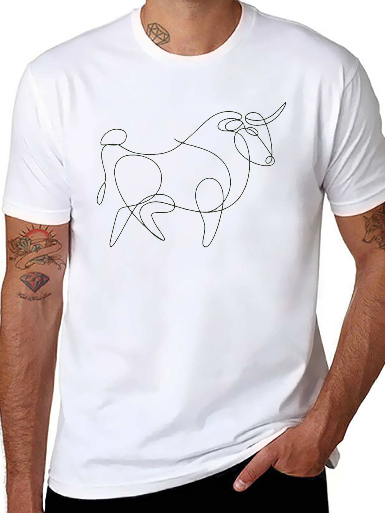 Abstract Bull Graphic Tee - Modern Art Shirt