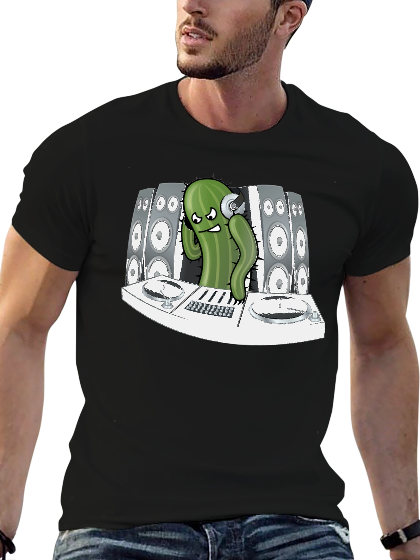DJ Cactus Graphic Tee - Black T-Shirt