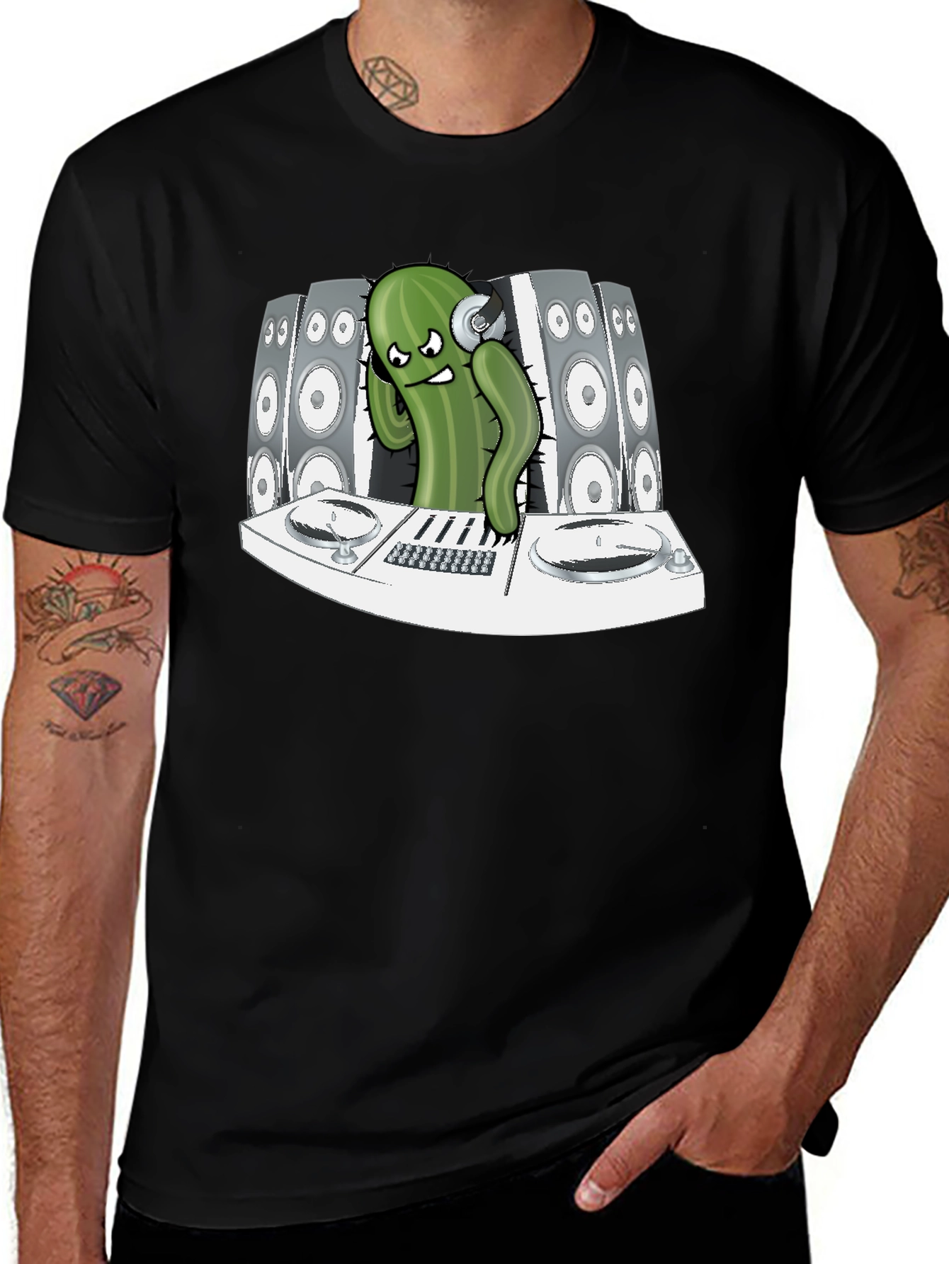 DJ Cactus Graphic Tee - Black T-Shirt