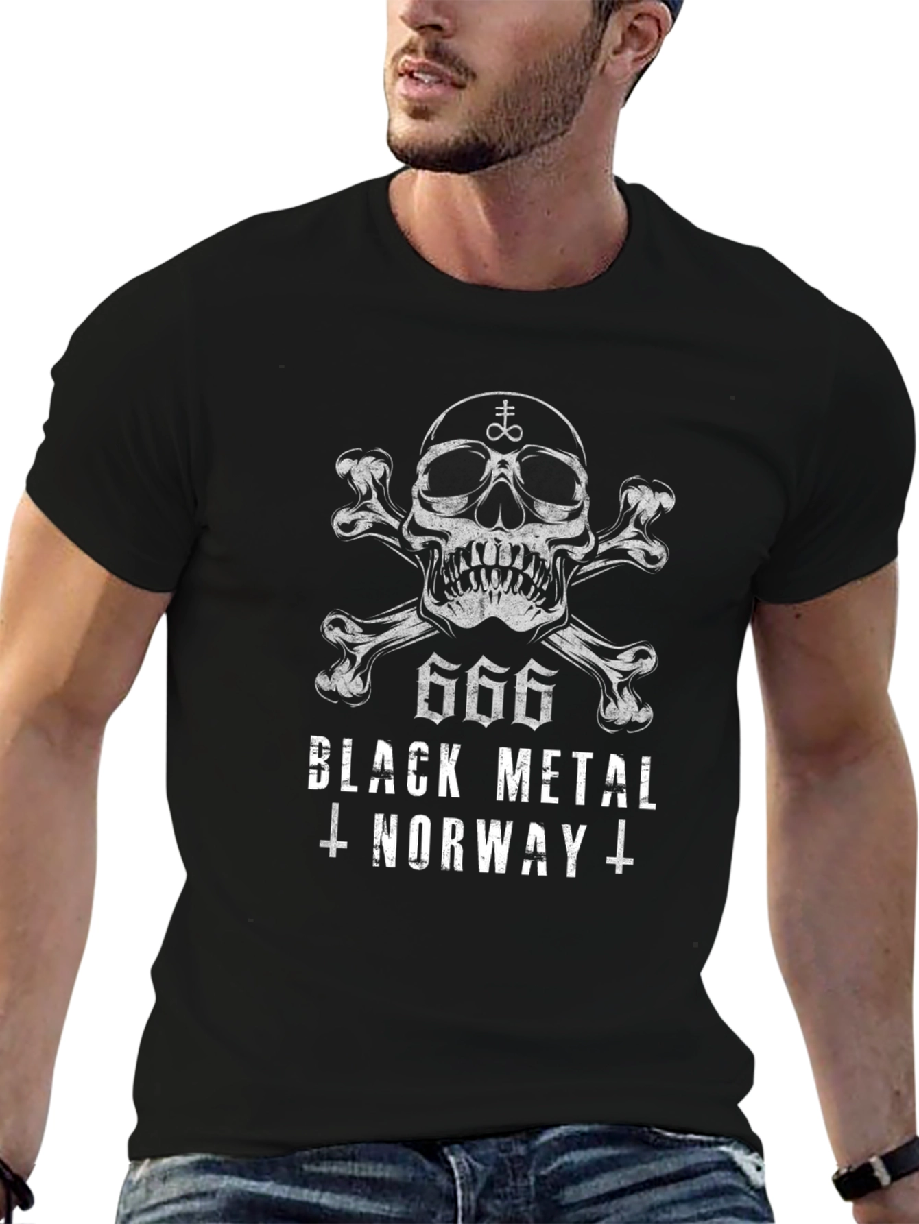 Black Metal Norway Skull Graphic Tee